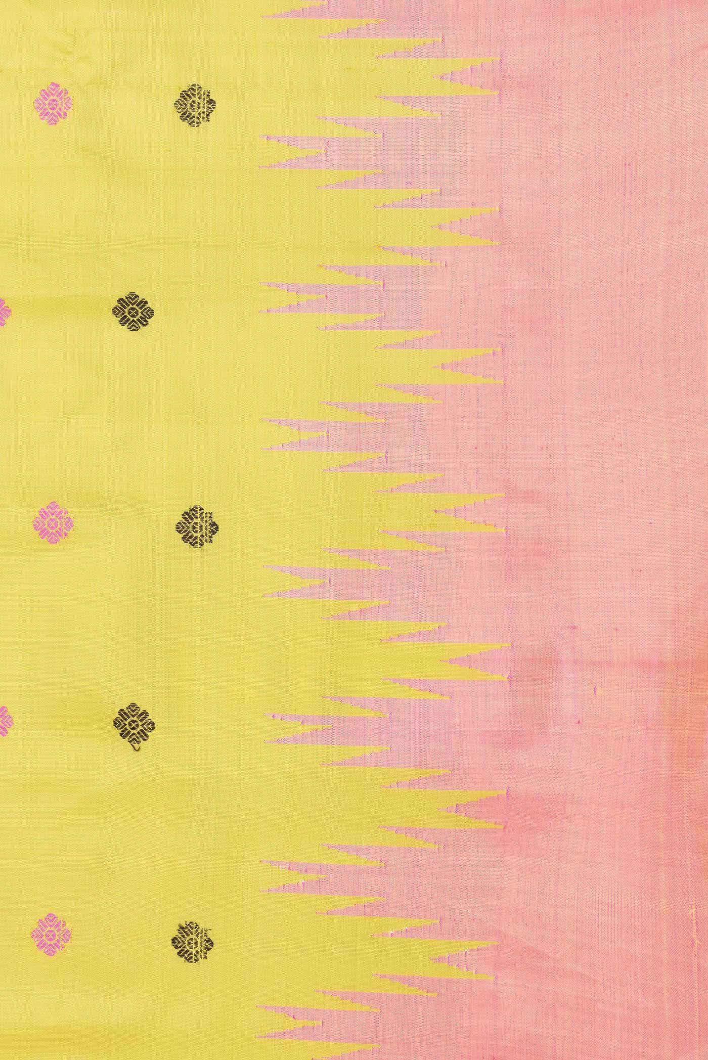 Lemon Yellow Dual Tone Gadwal Silk Saree