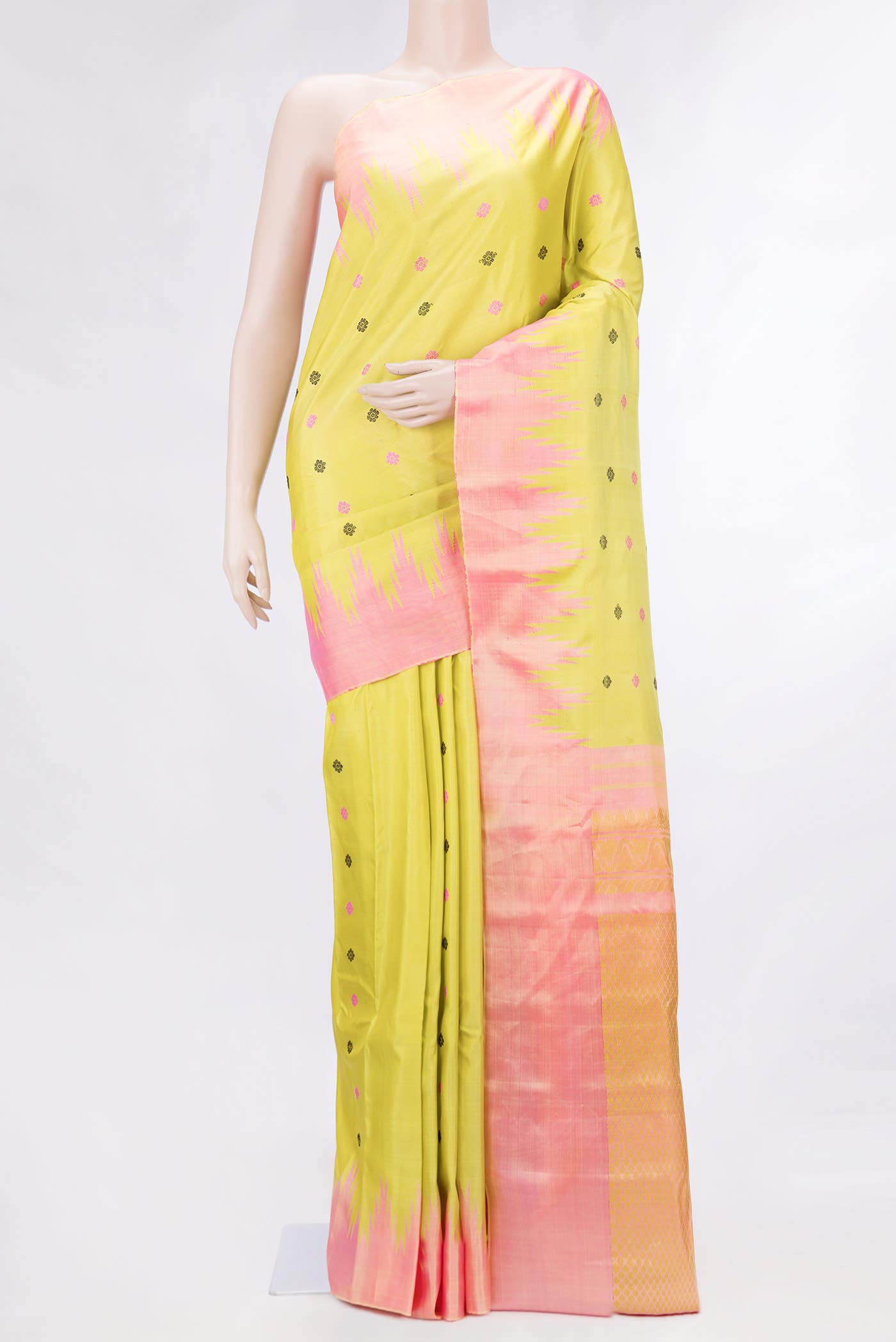 Lemon Yellow Dual Tone Gadwal Silk Saree
