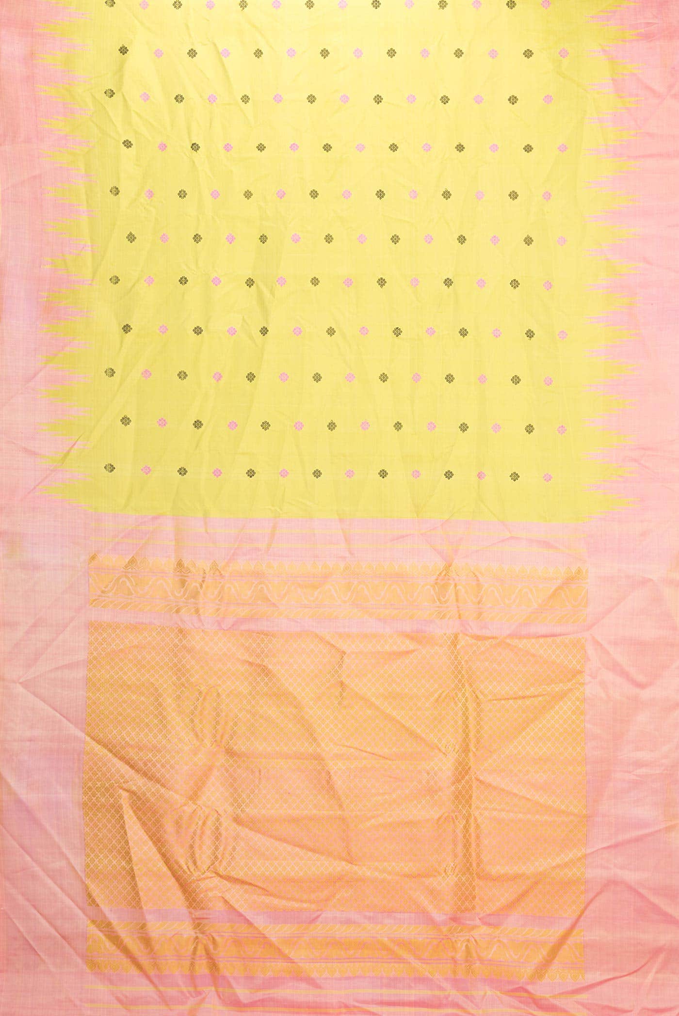 Lemon Yellow Dual Tone Gadwal Silk Saree
