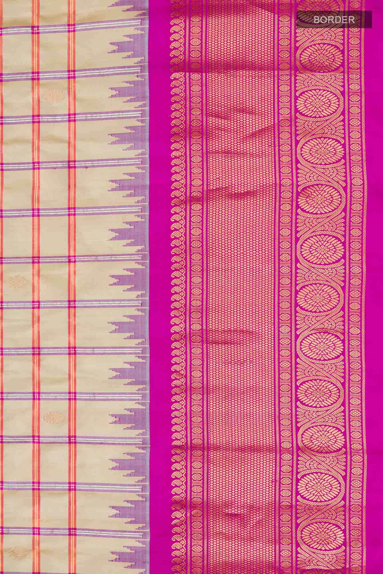 Beige Gadwal Silk Saree