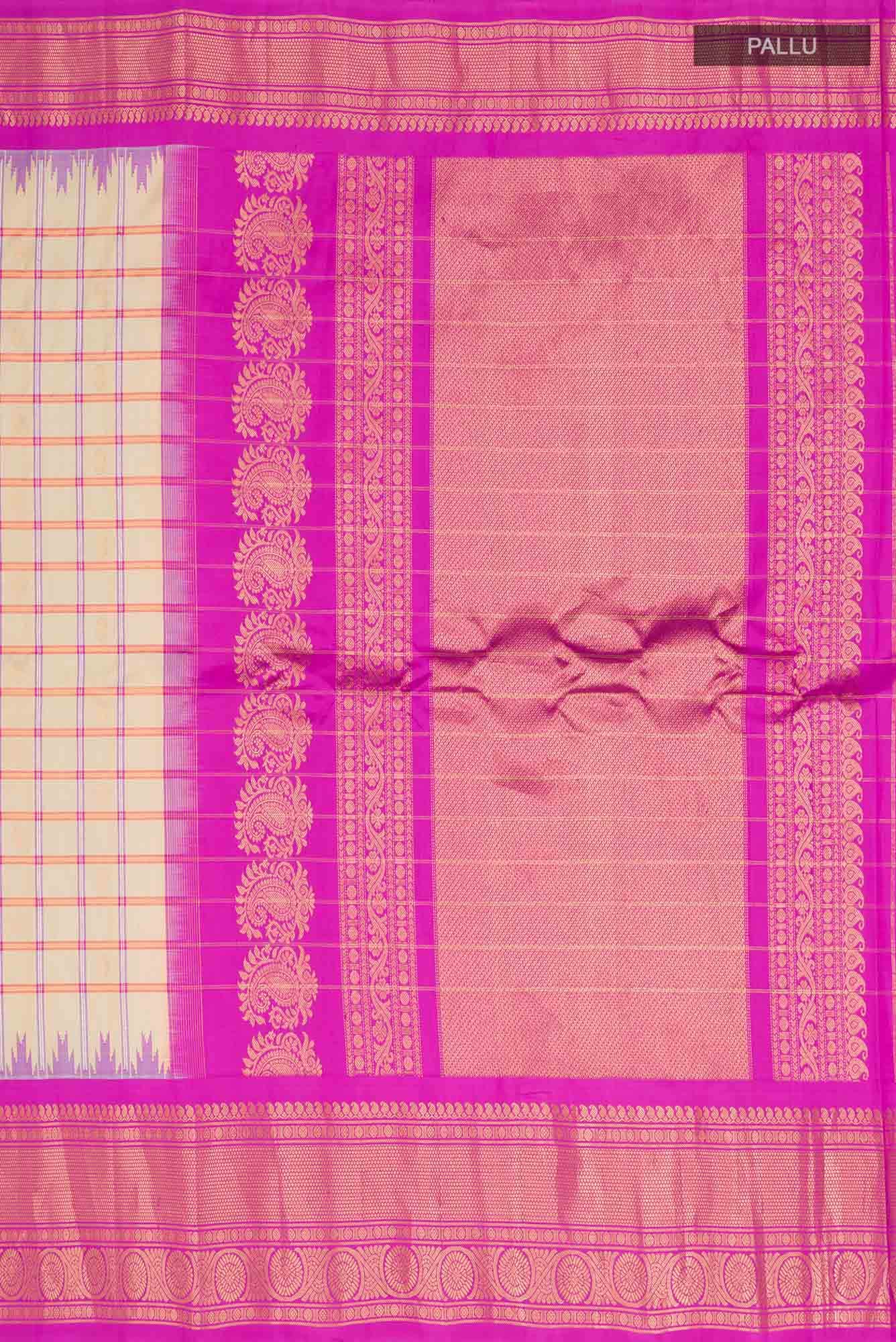 Beige Gadwal Silk Saree