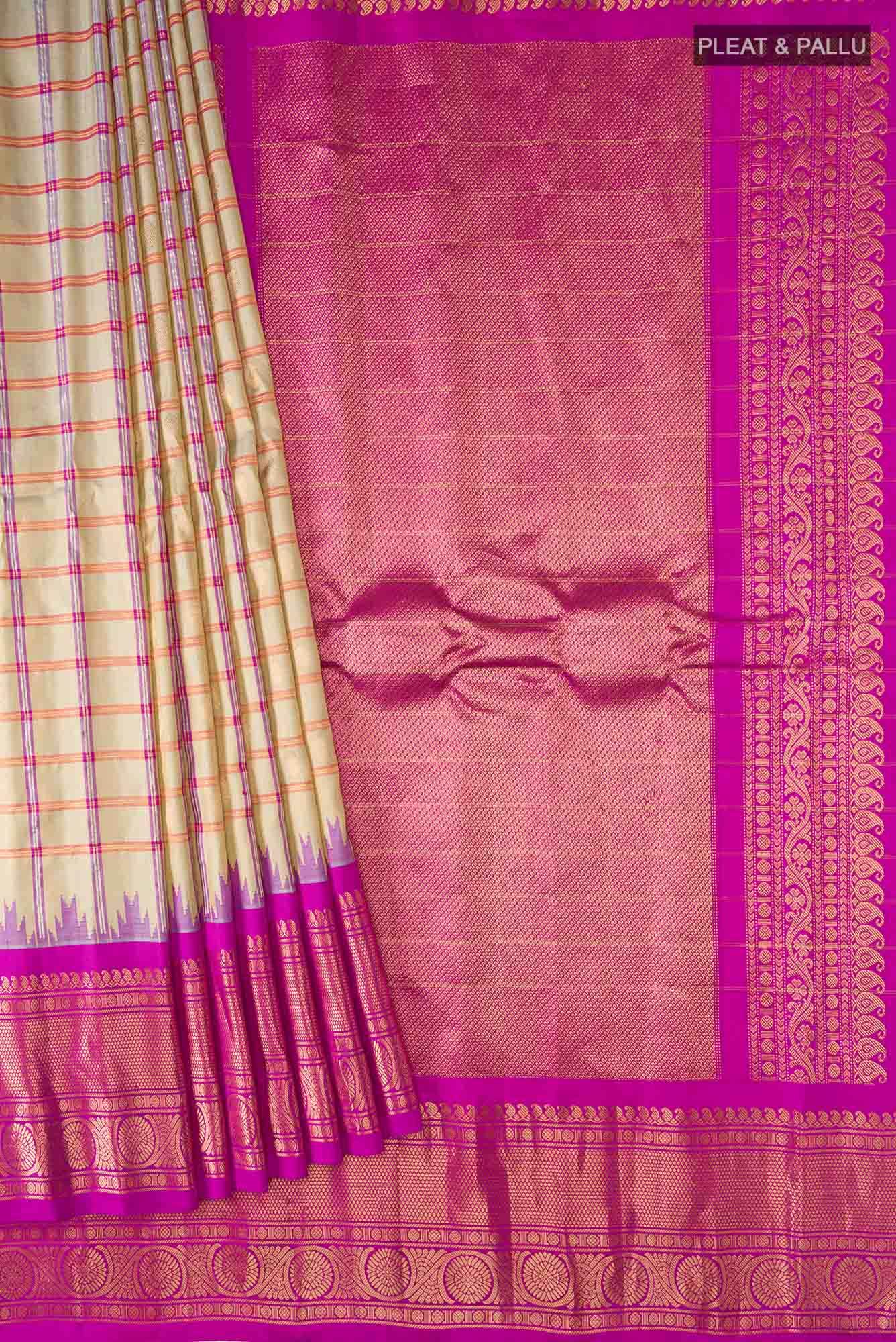Beige Gadwal Silk Saree
