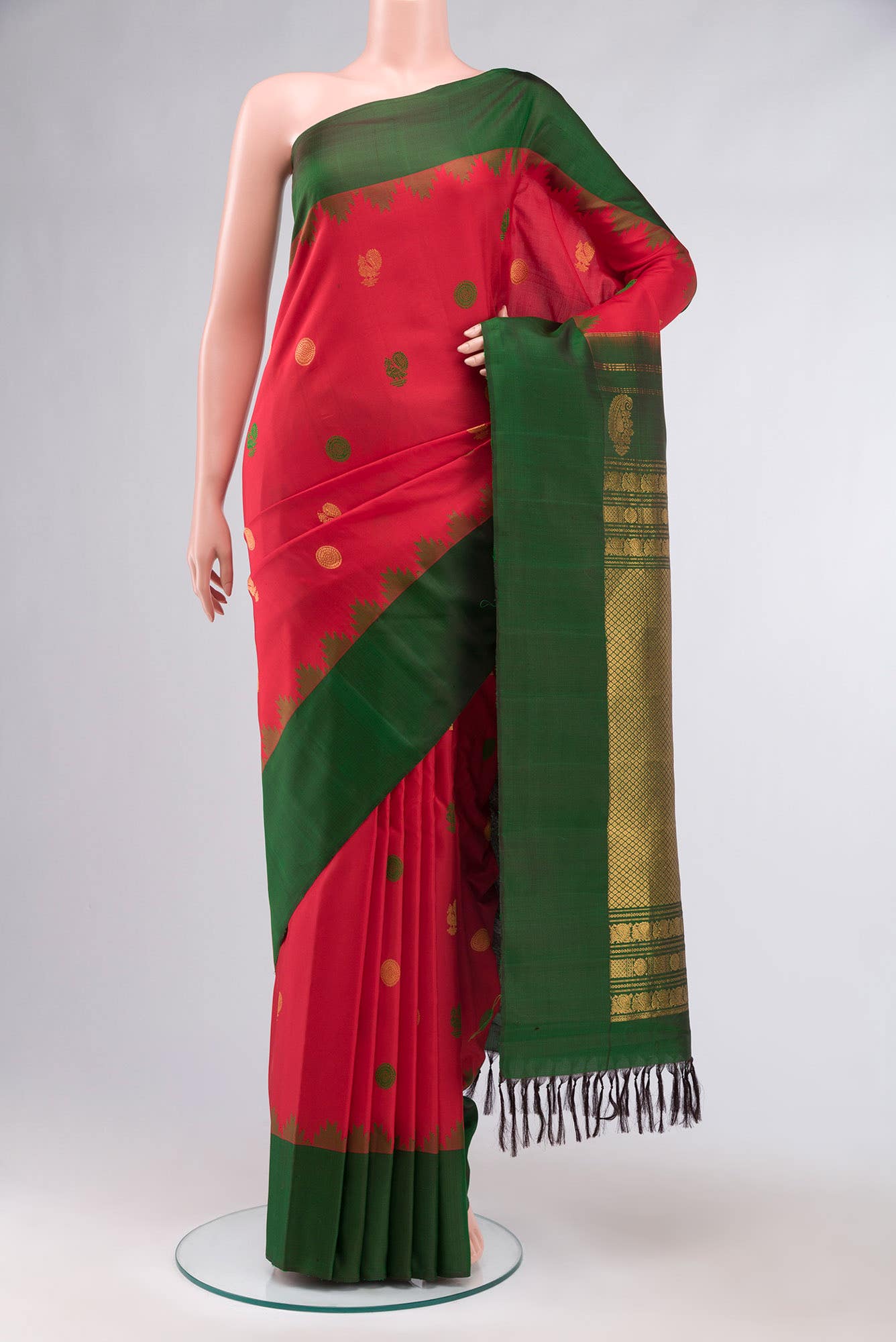 Red Gadwal Silk Saree