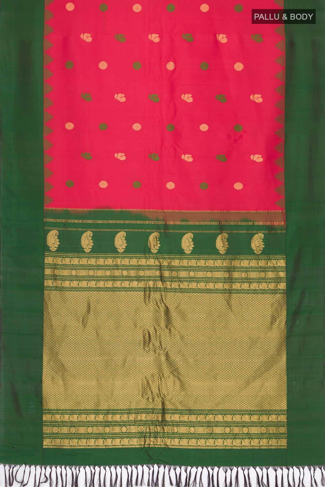 Red Gadwal Silk Saree