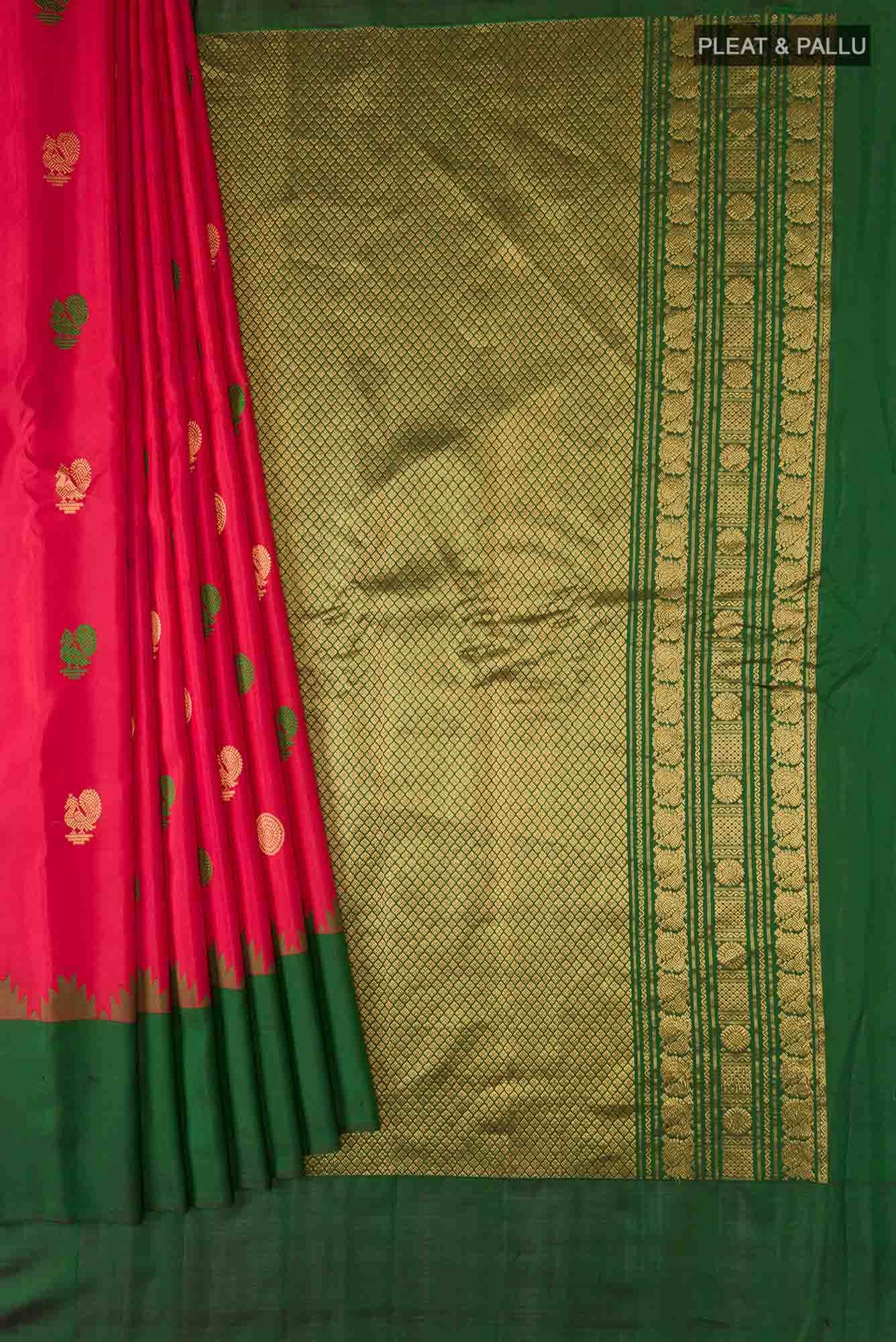 Red Gadwal Silk Saree