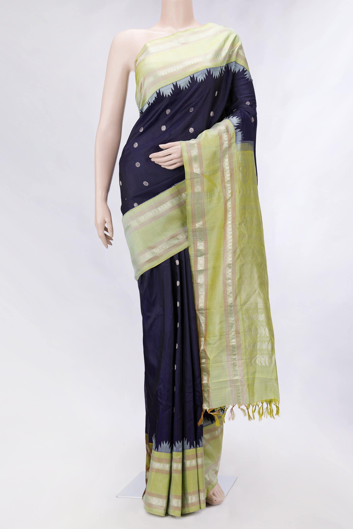 Navy Blue Dual Tone Gadwal Silk Saree