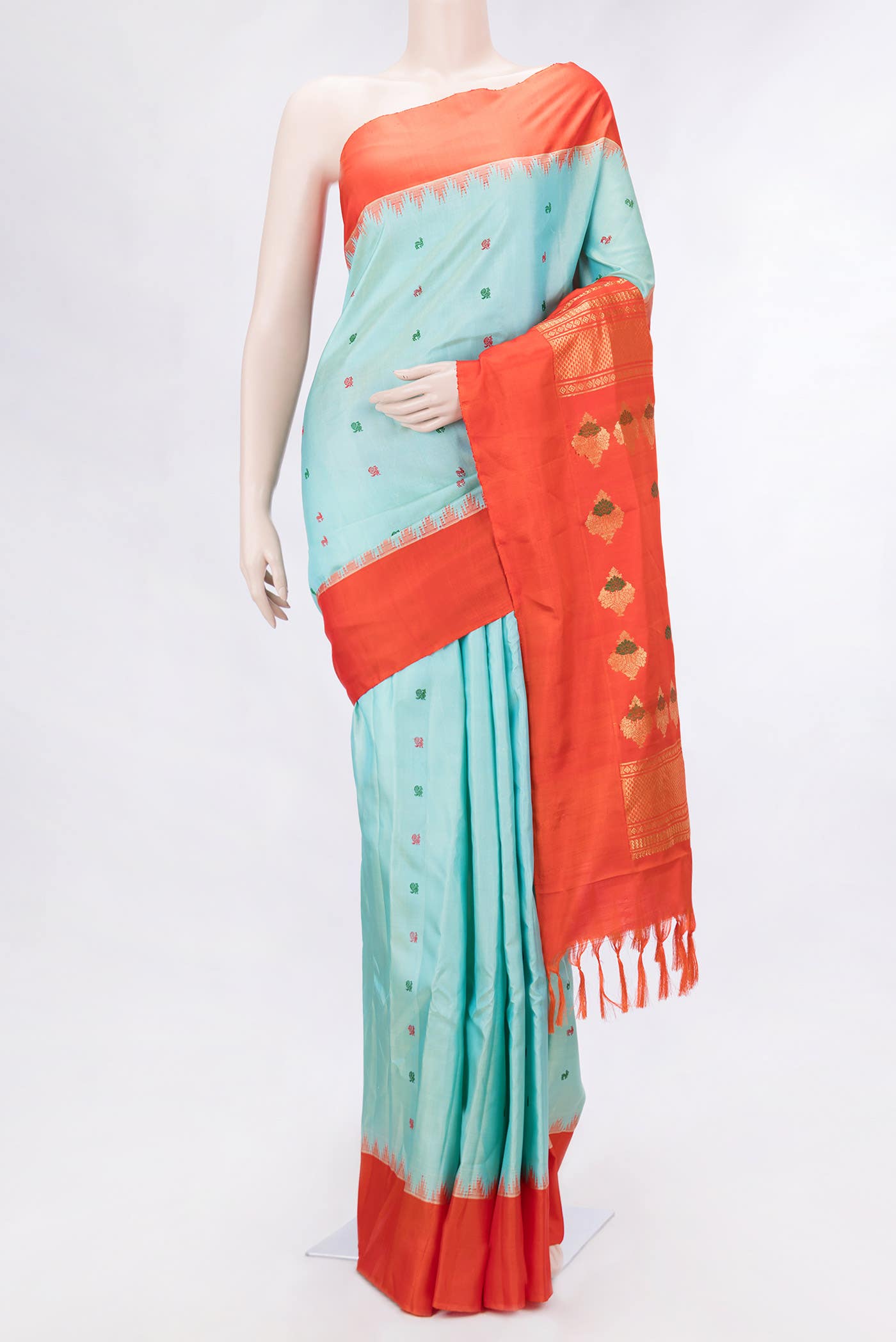 Light Blue Dual Tone Gadwal Silk Saree