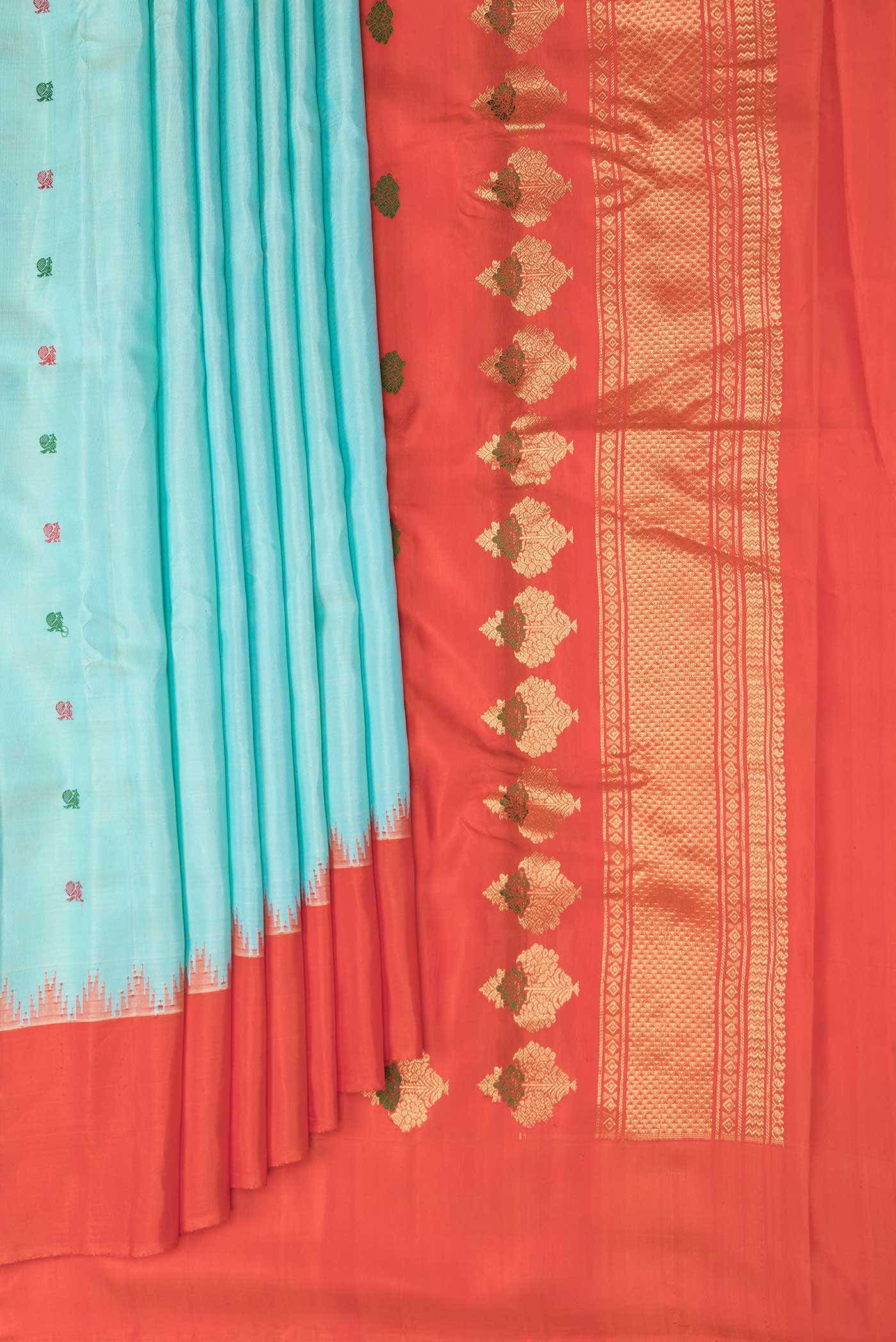 Light Blue Dual Tone Gadwal Silk Saree