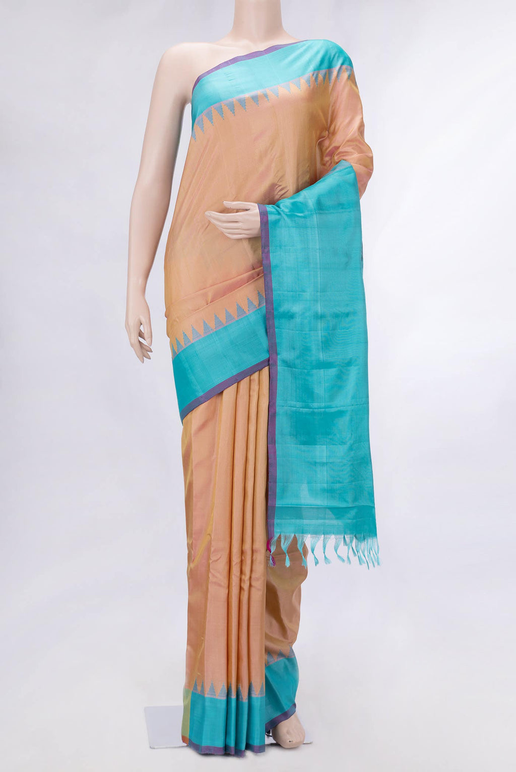 Sandal Dual Tone Gadwal Silk Saree