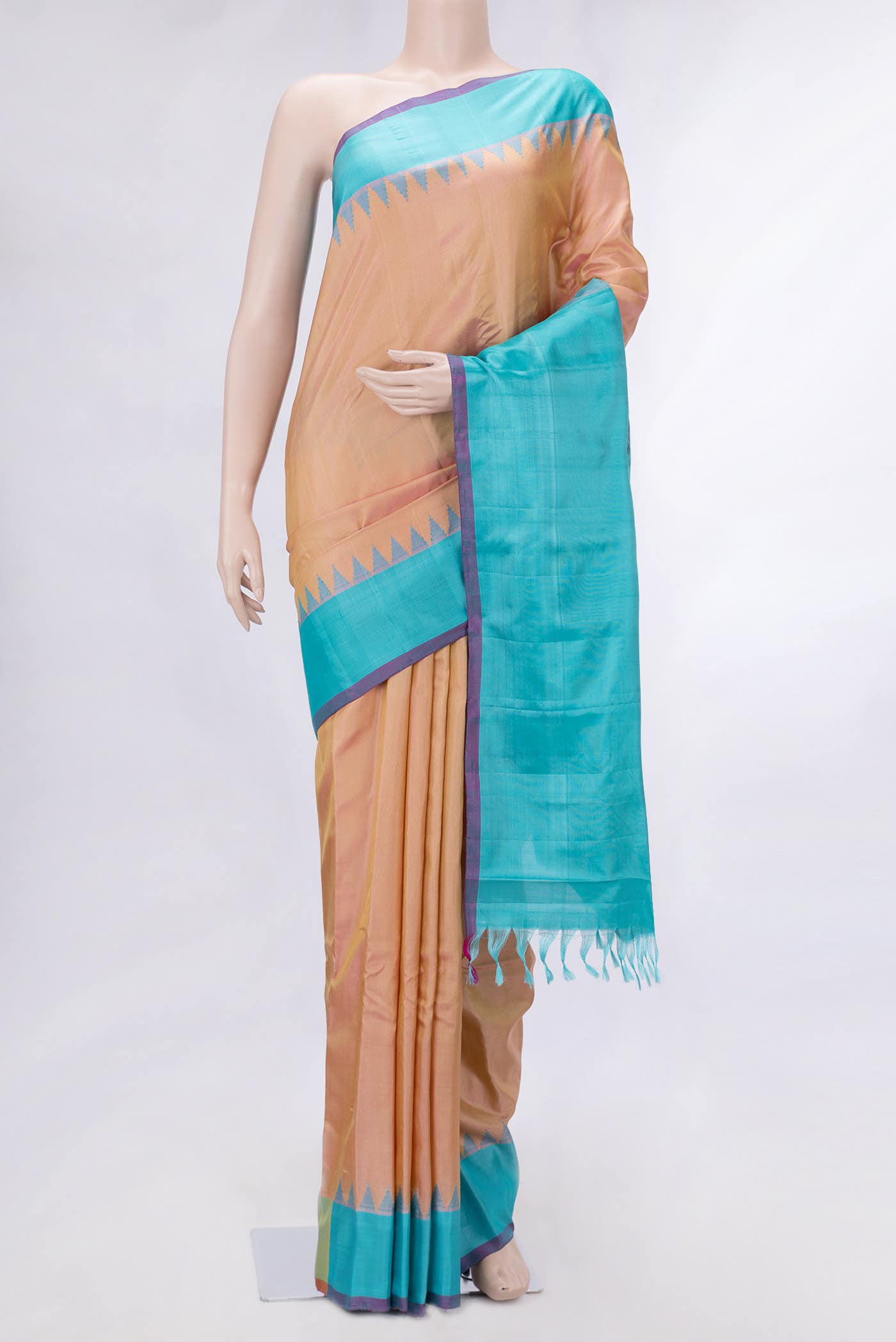 Sandal Dual Tone Gadwal Silk Saree
