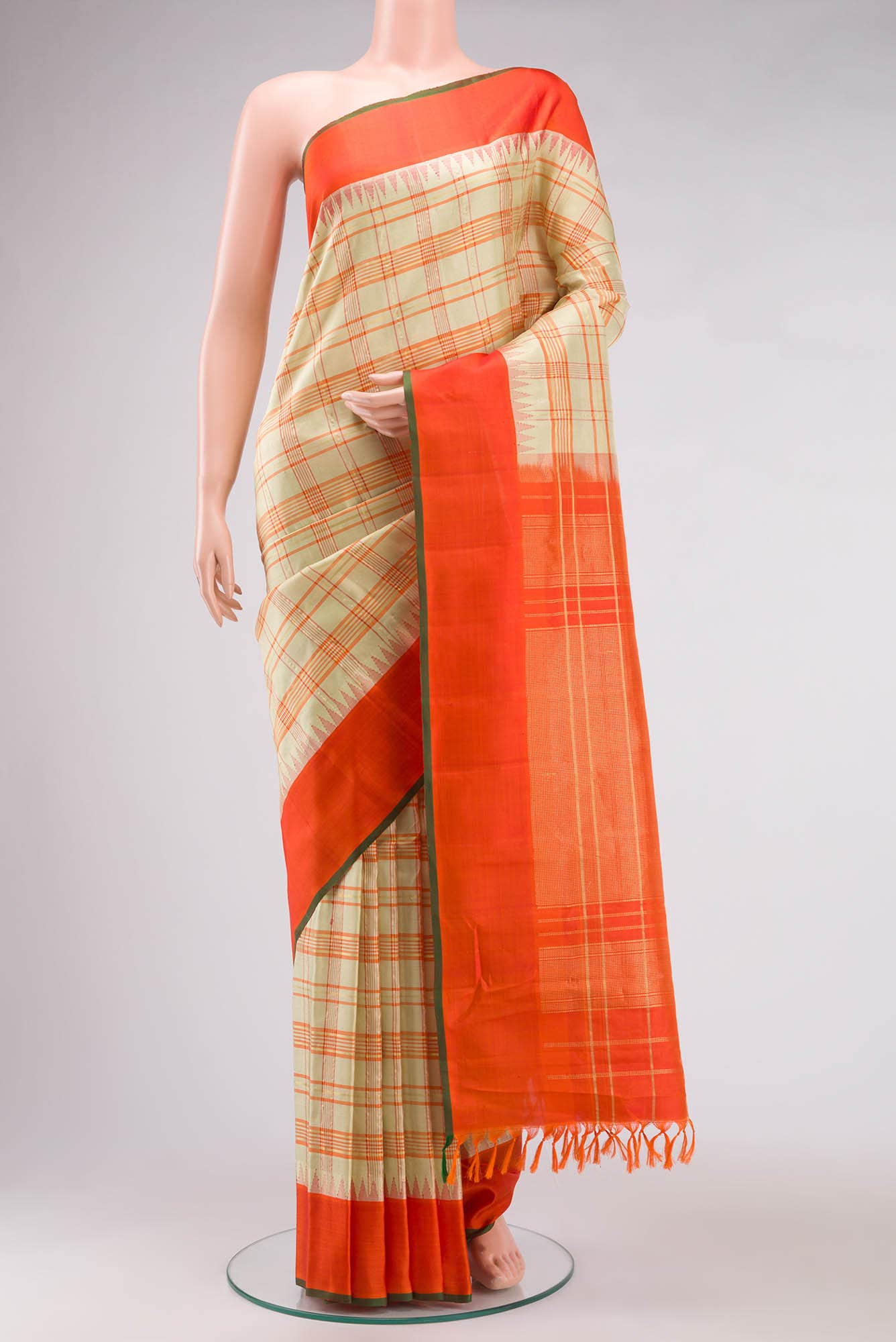 Beige Gadwal Silk Saree