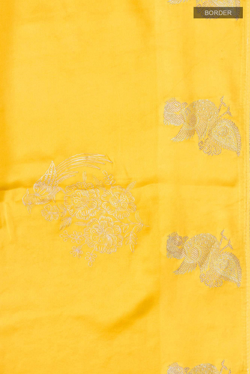 Yellow Satin Crepe Saree