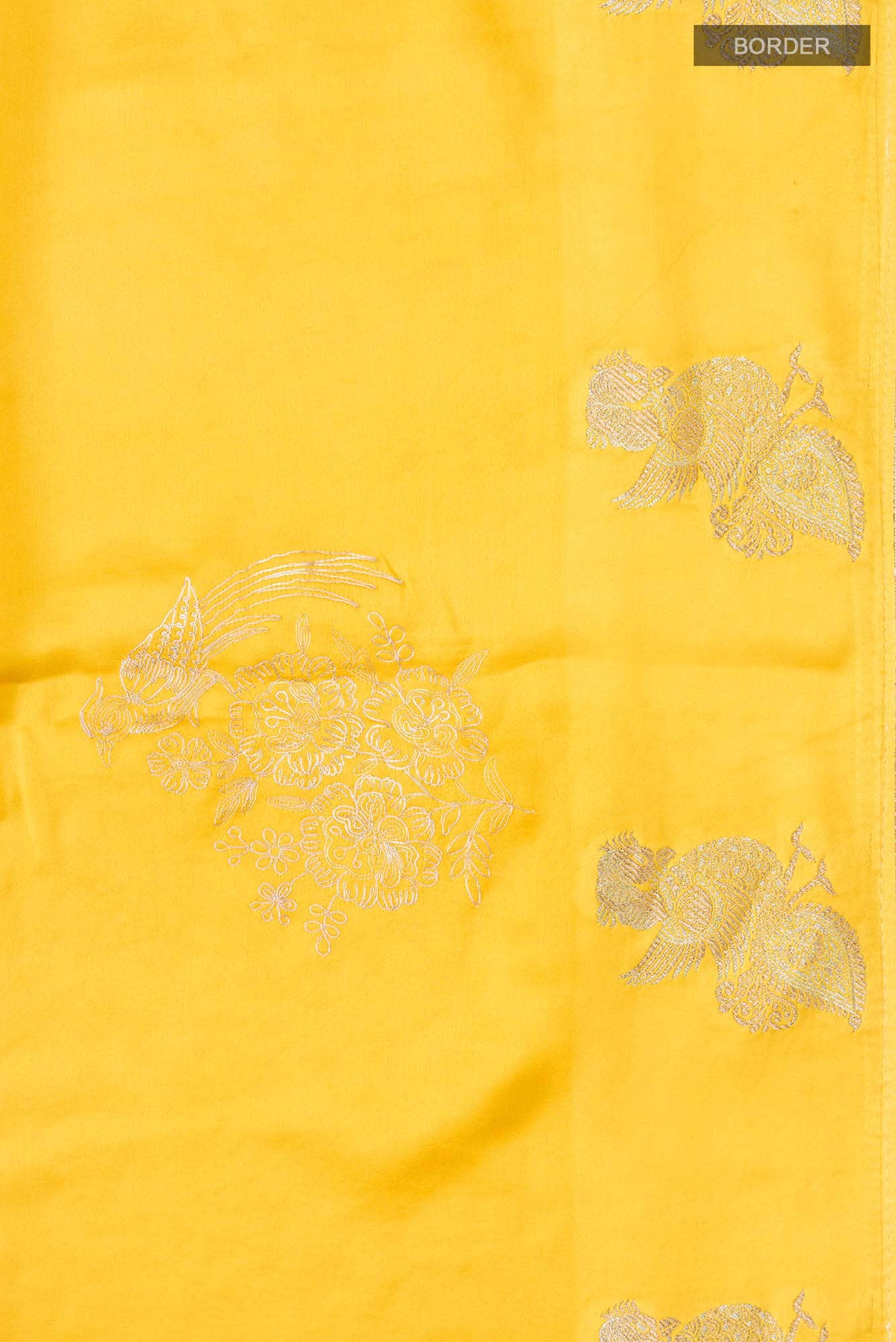 Yellow Satin Crepe Saree