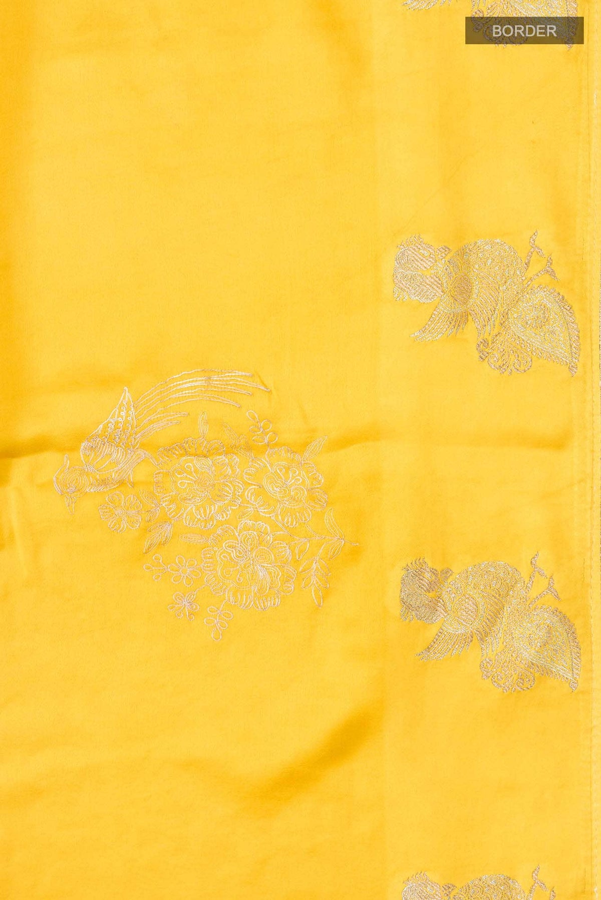 Yellow Satin Crepe Saree