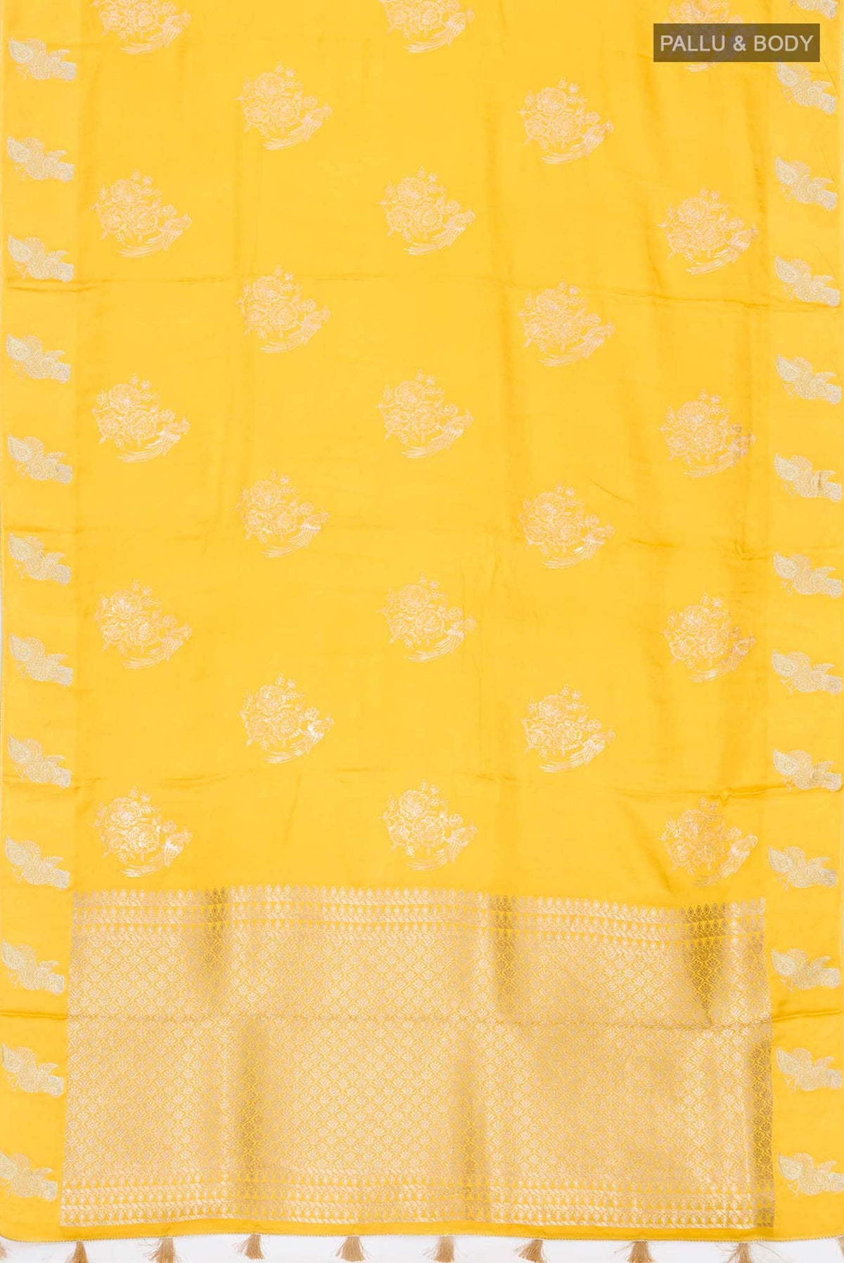 Yellow Satin Crepe Saree