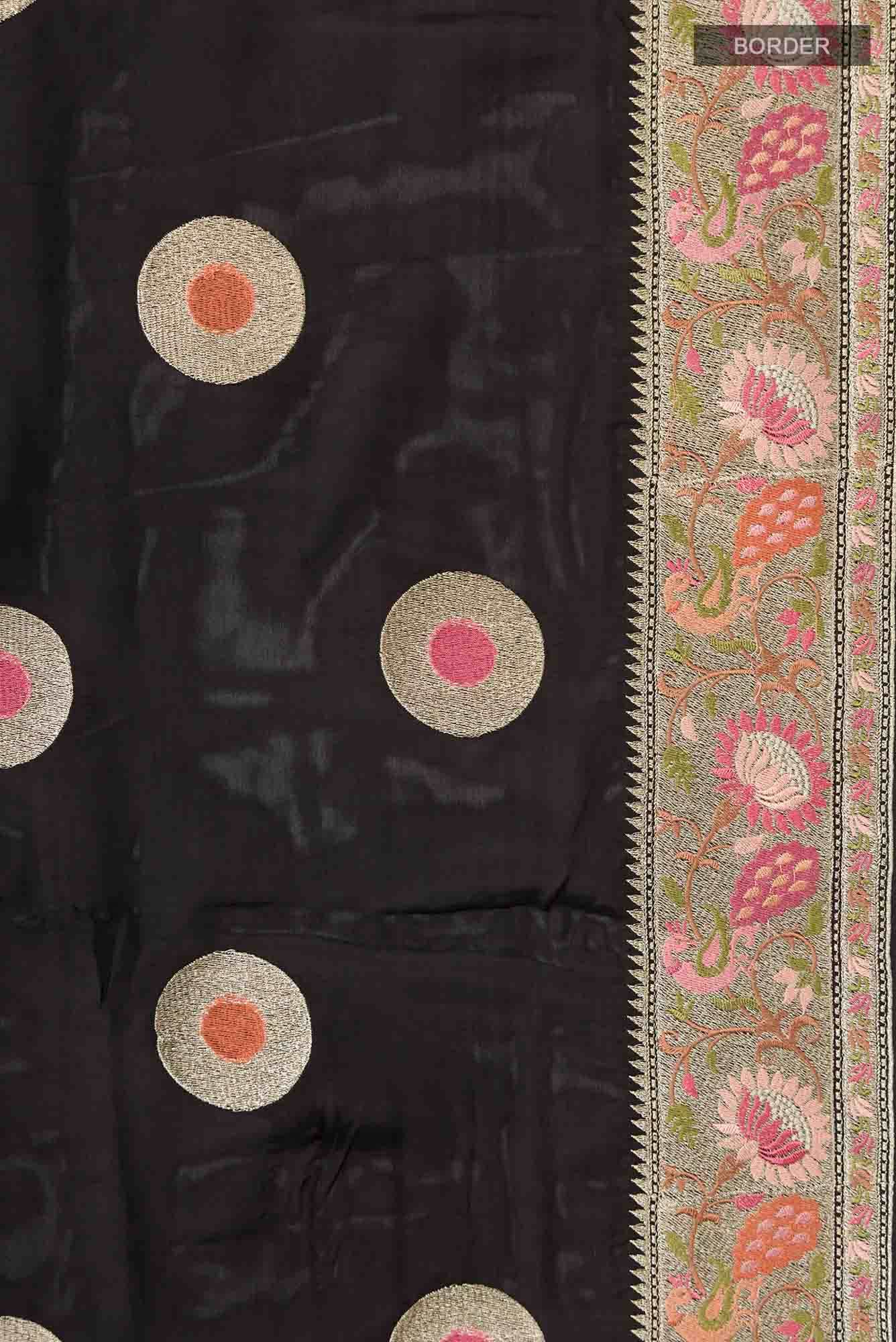 Black Mysore Crepe Saree