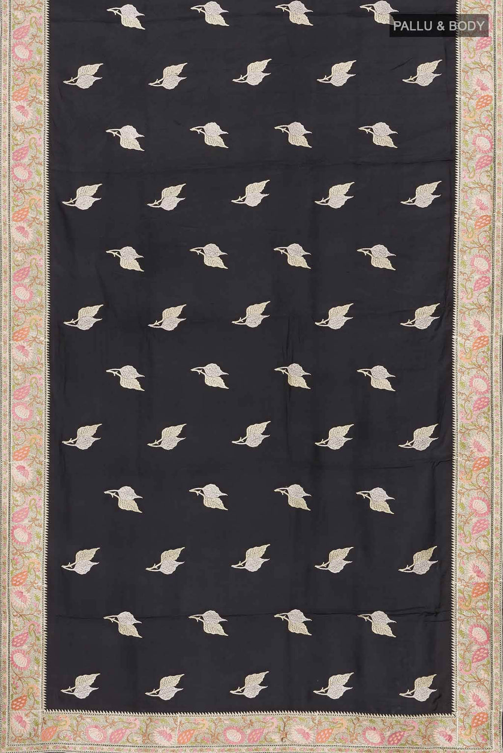 Black Mysore Crepe Saree