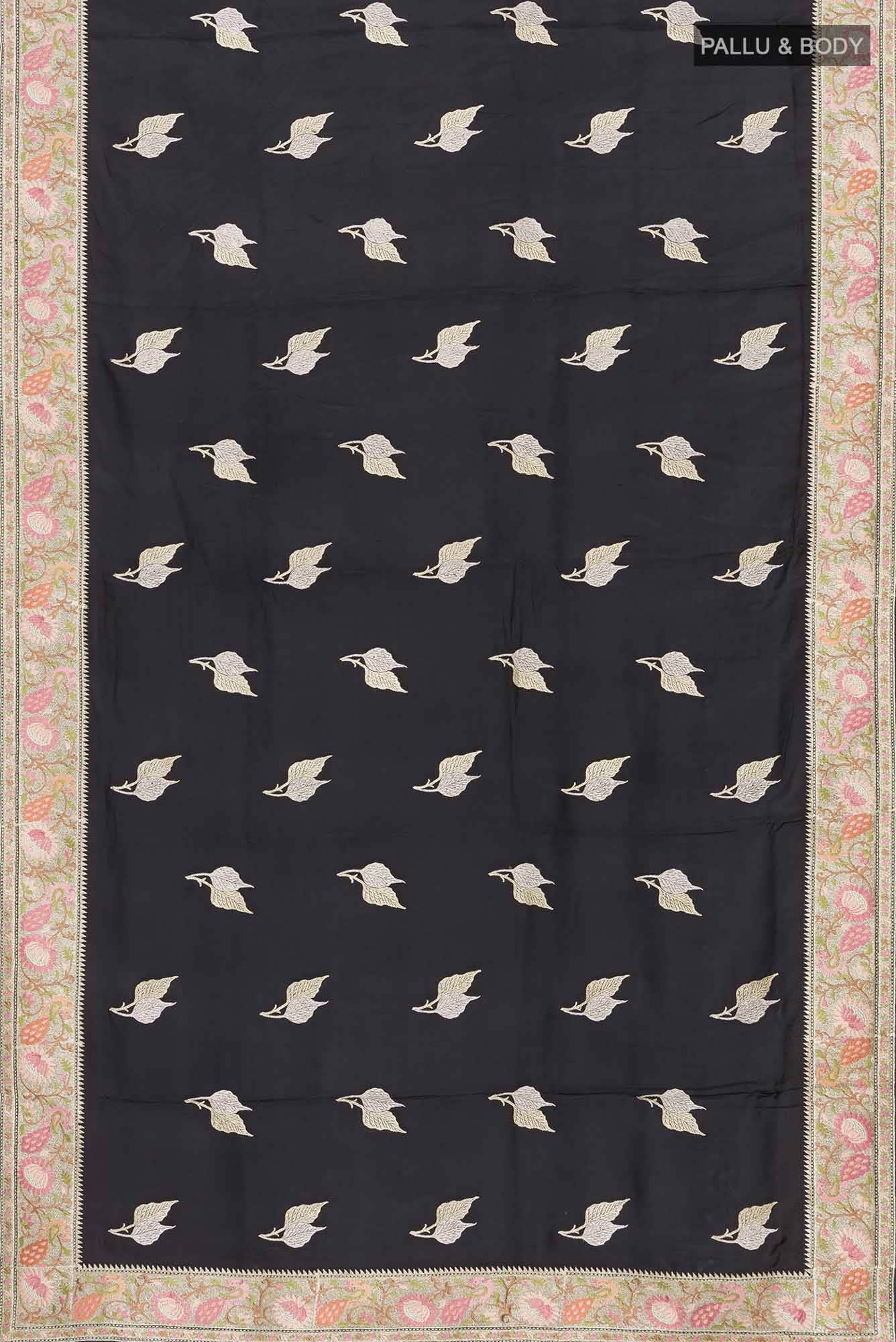 Black Mysore Crepe Saree