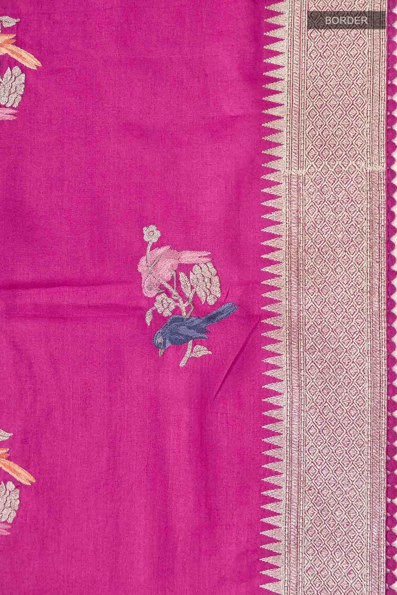 Pink Tussar Silk Saree
