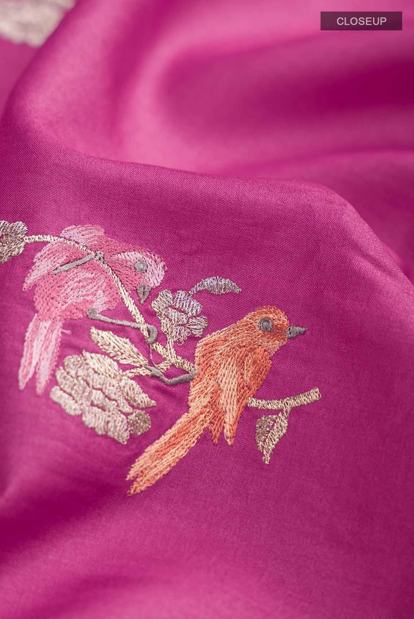 Pink Tussar Silk Saree
