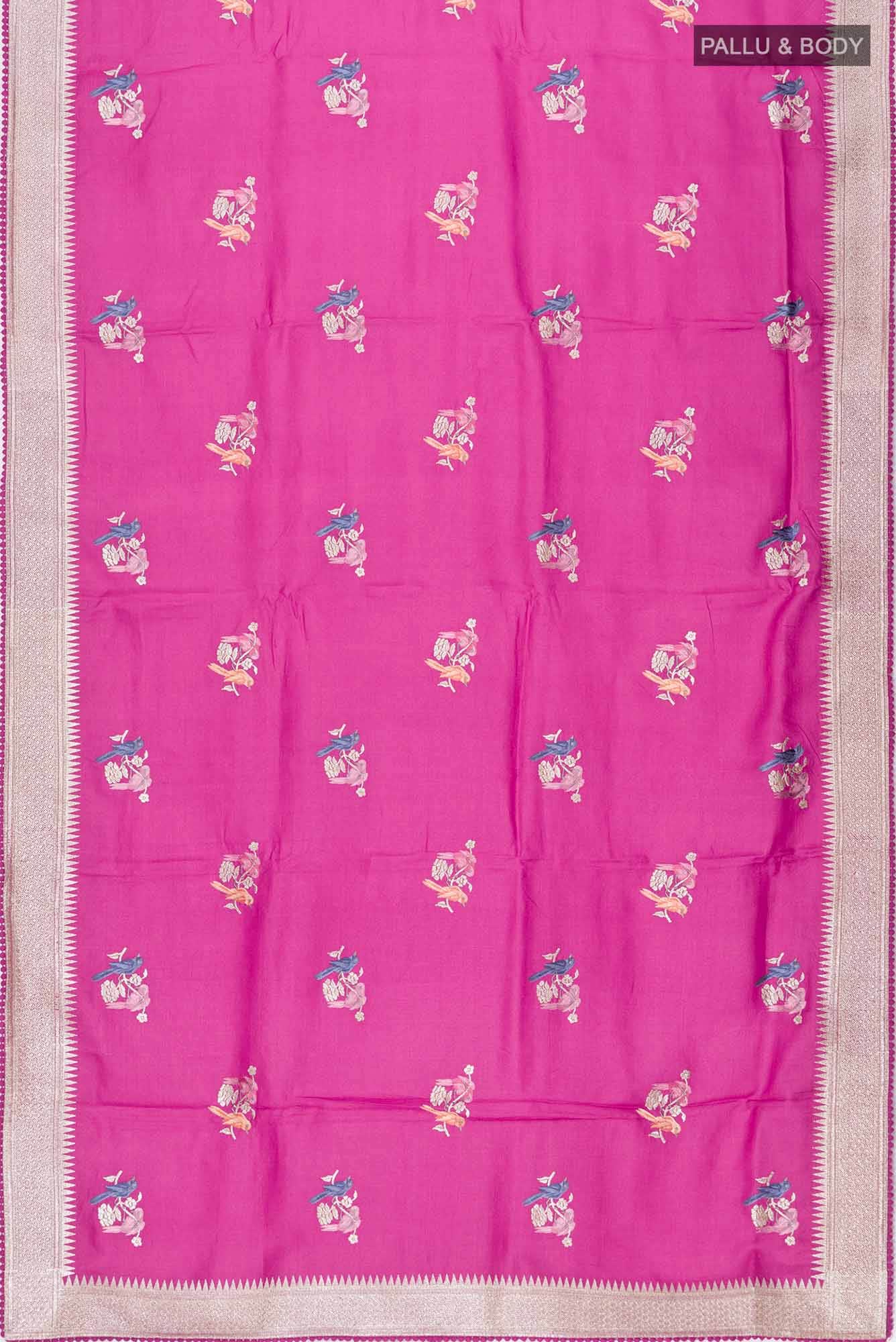 Pink Tussar Silk Saree