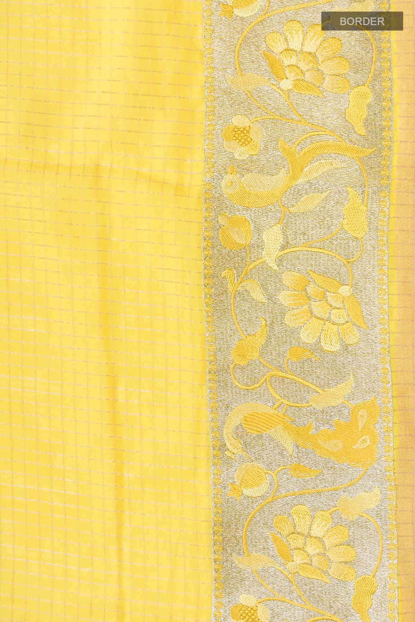 Yellow Tussar Silk Saree