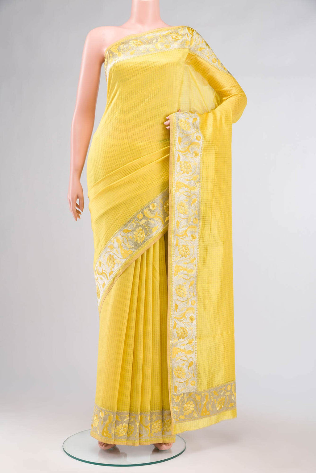 Yellow Tussar Silk Saree