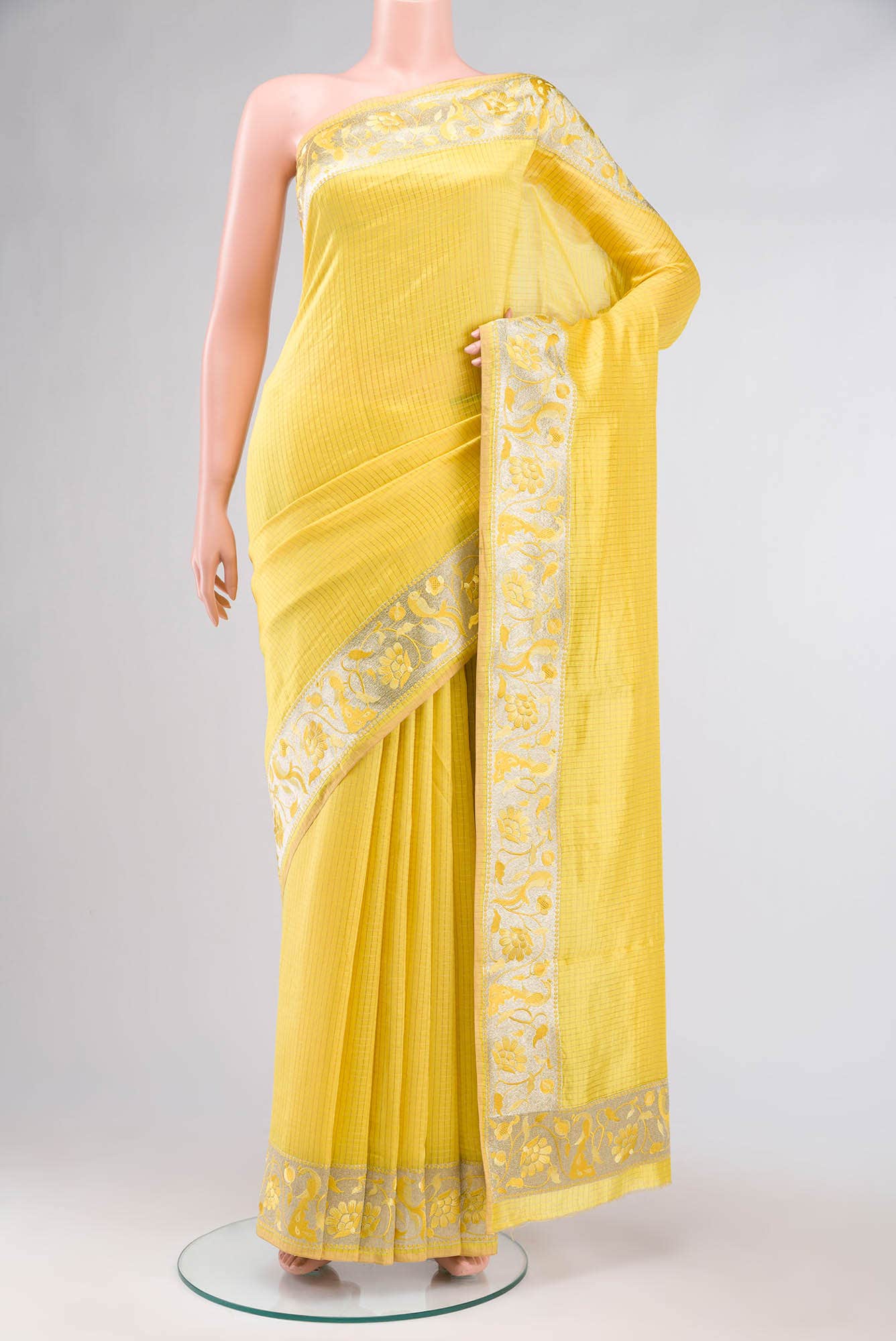 Yellow Tussar Silk Saree