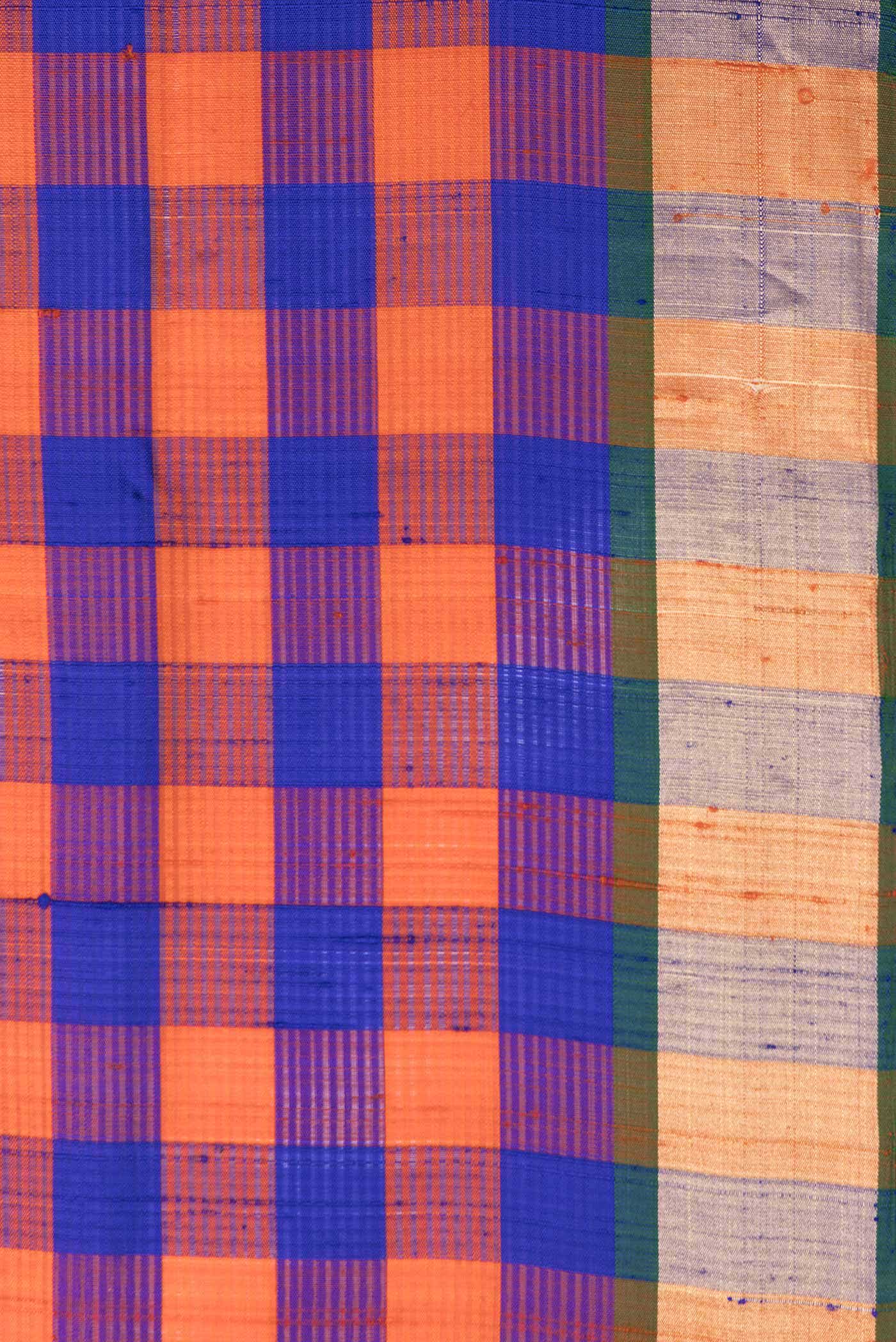 Orange and Royal Blue Dual Tone Soft Silk Saree