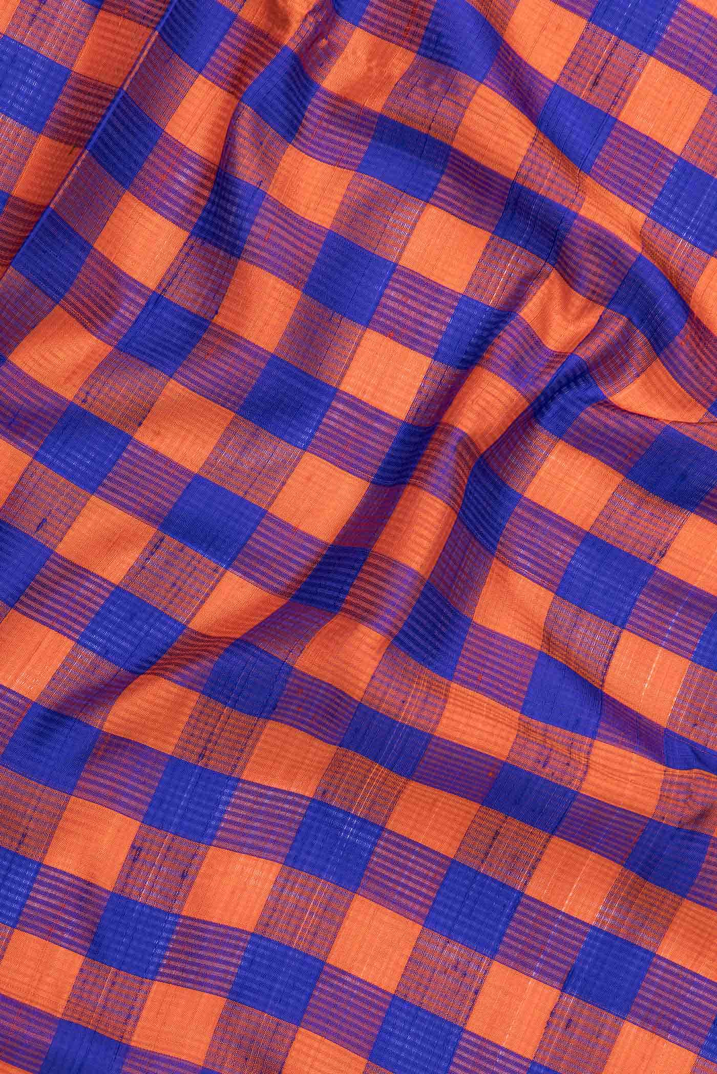 Orange and Royal Blue Dual Tone Soft Silk Saree