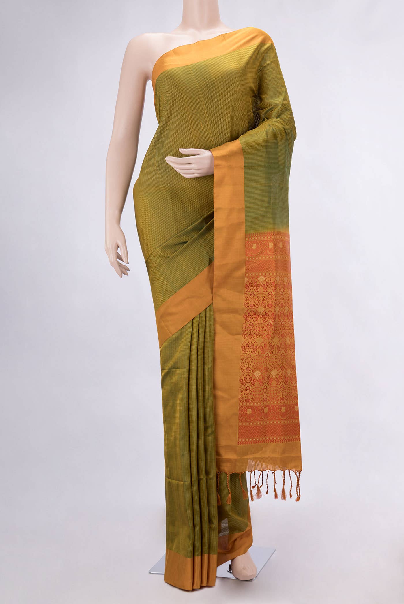 Green Dual Tone Soft Silk Saree
