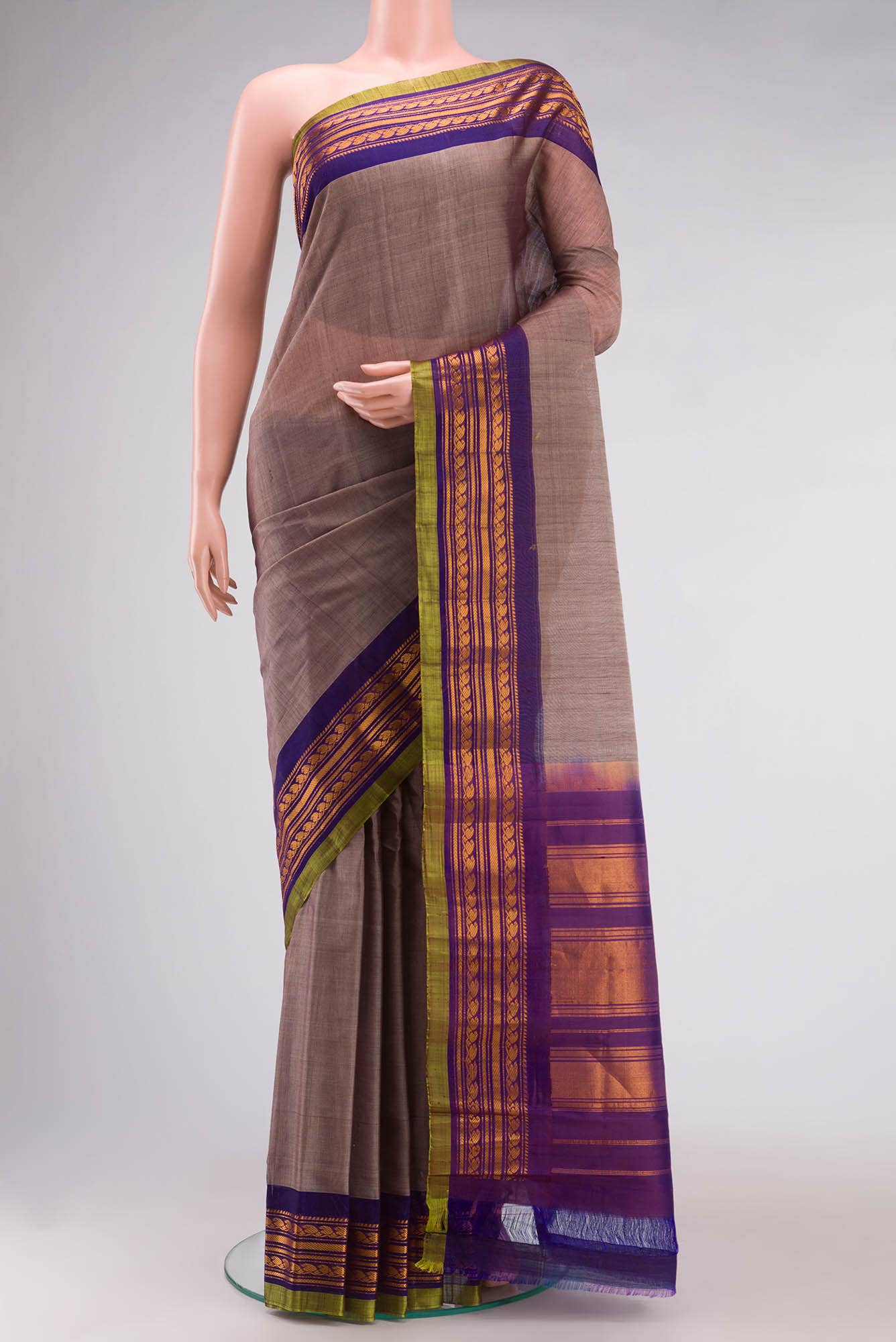 Mauve Gadwal cotton Saree