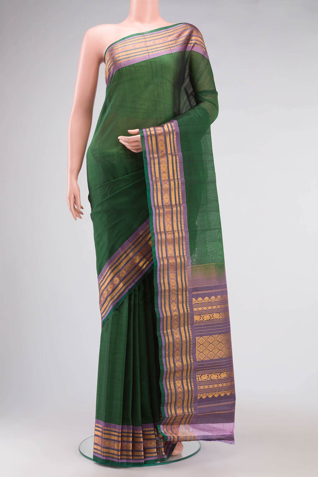 Green Gadwal cotton Saree