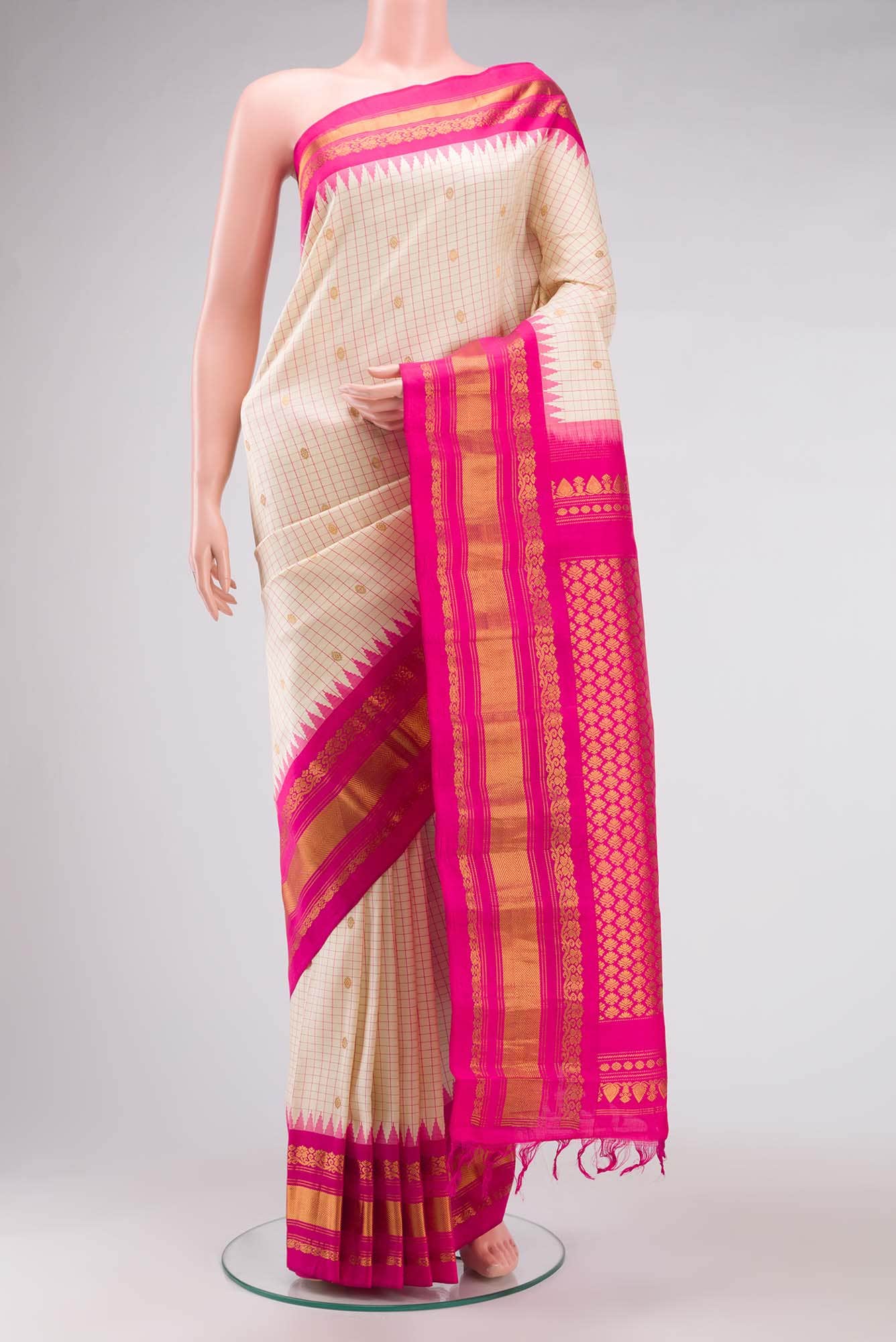 Beige Gadwal Silk Saree