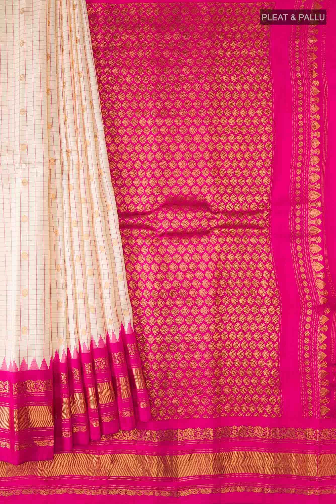 Beige Gadwal Silk Saree