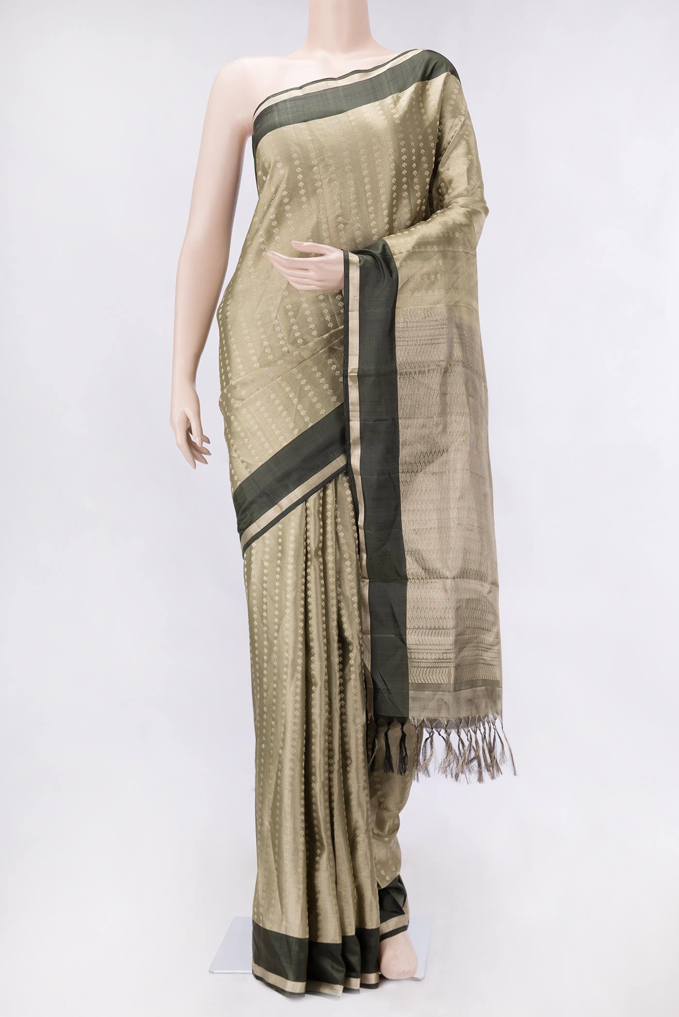 Pista Green Dual Tone Soft Silk Saree