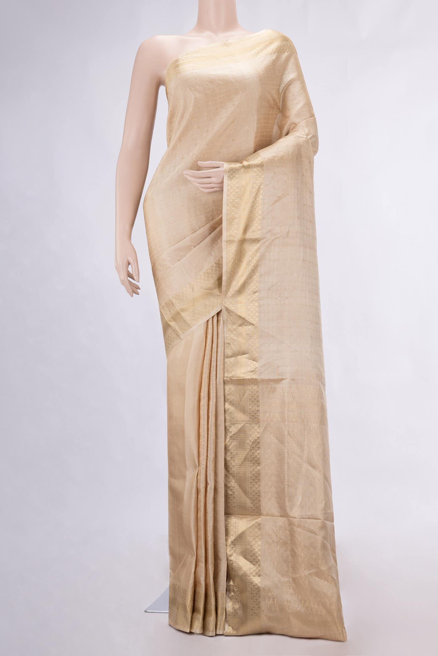 Beige Dual Tone Soft Silk Saree