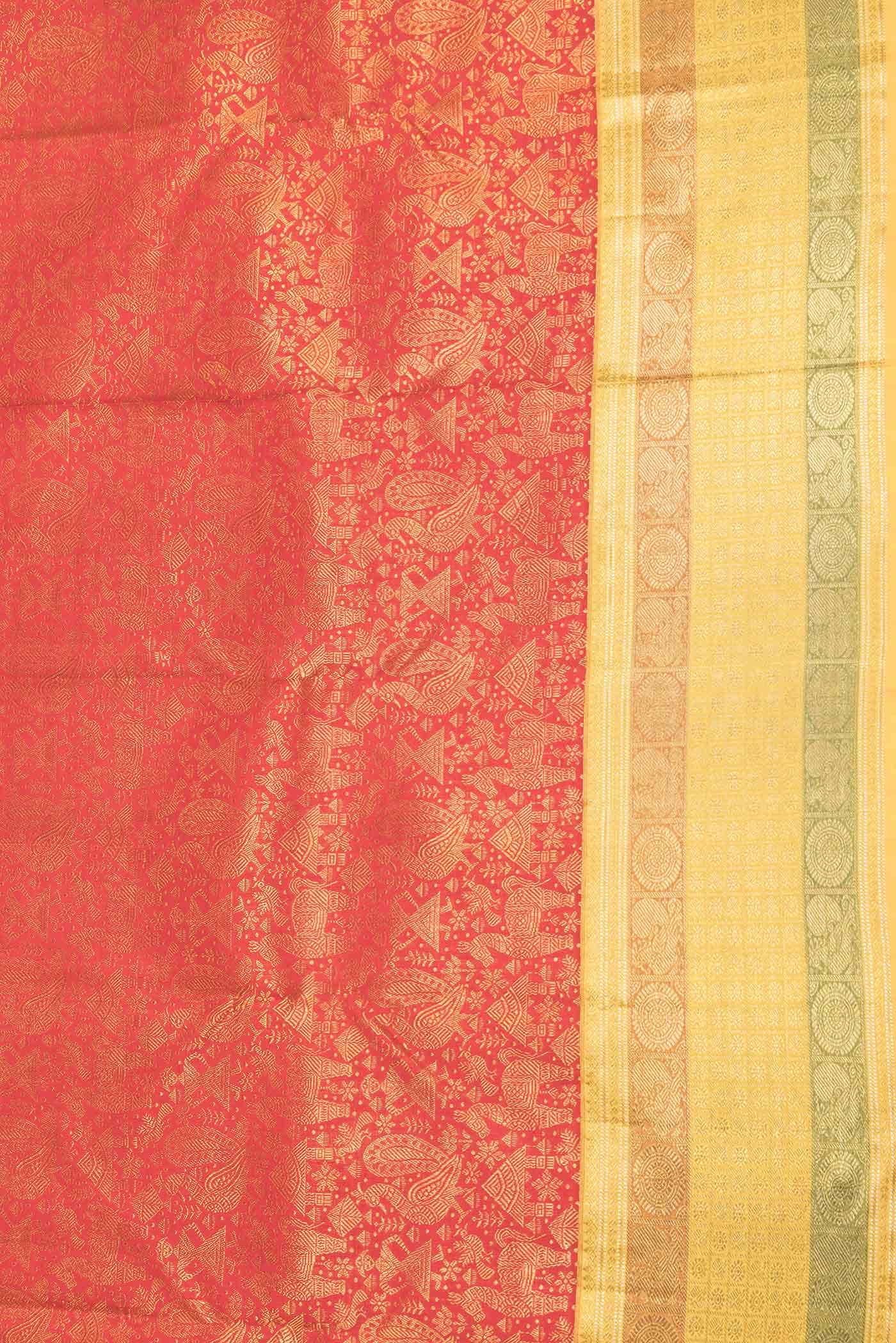 Red Dual Tone Kanchipuram Silk Saree