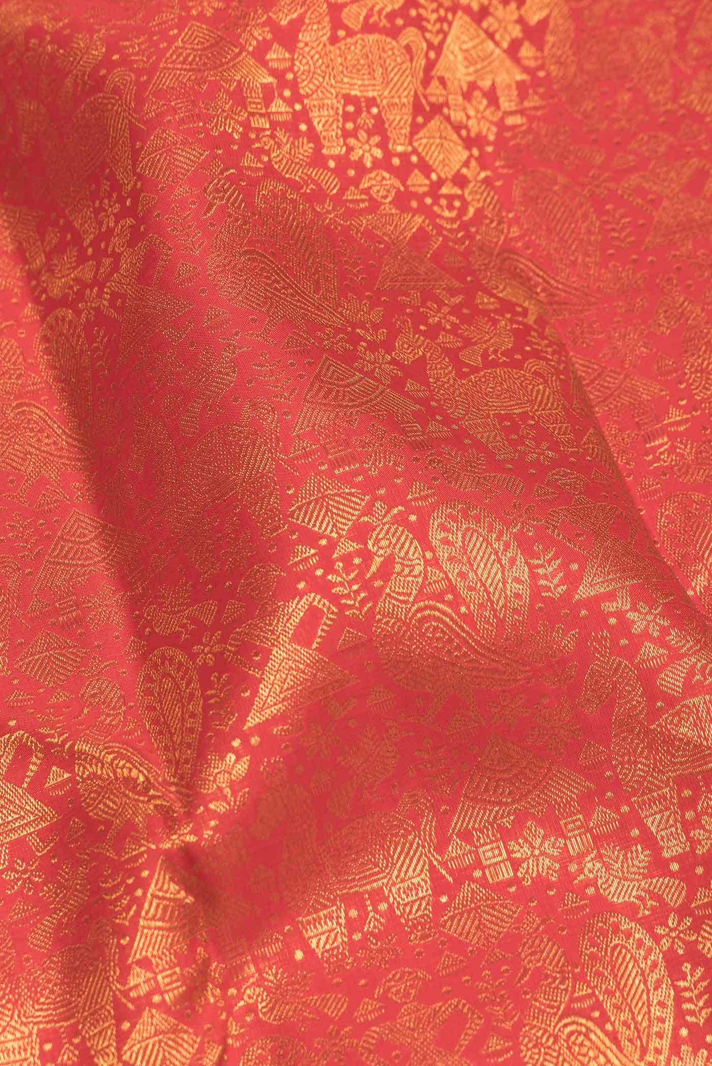 Red Dual Tone Kanchipuram Silk Saree