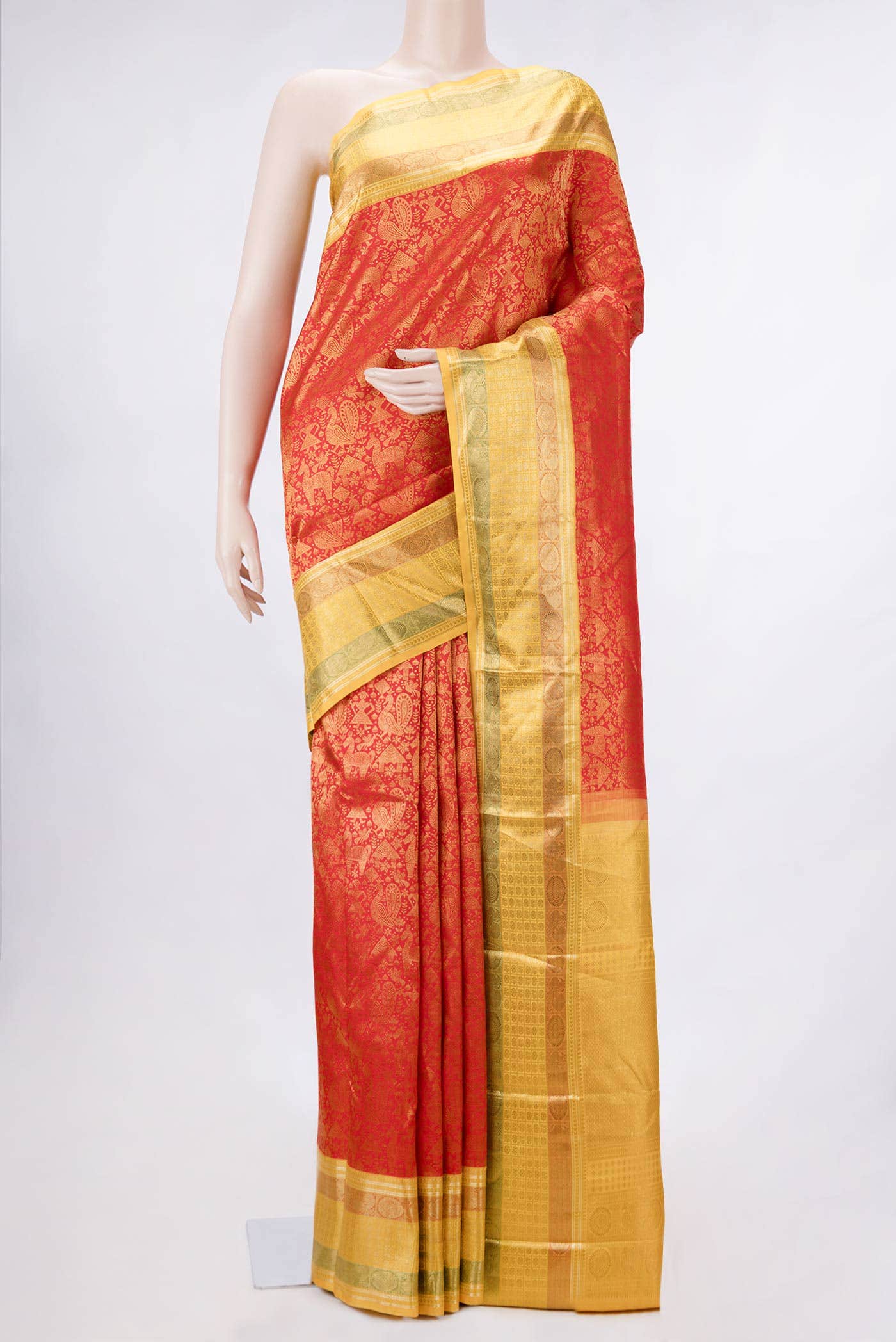 Red Dual Tone Kanchipuram Silk Saree
