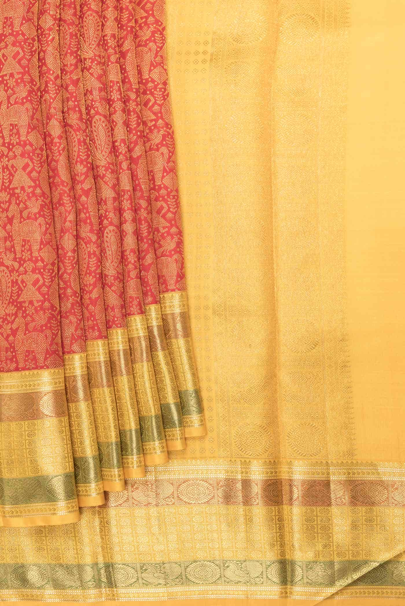 Red Dual Tone Kanchipuram Silk Saree