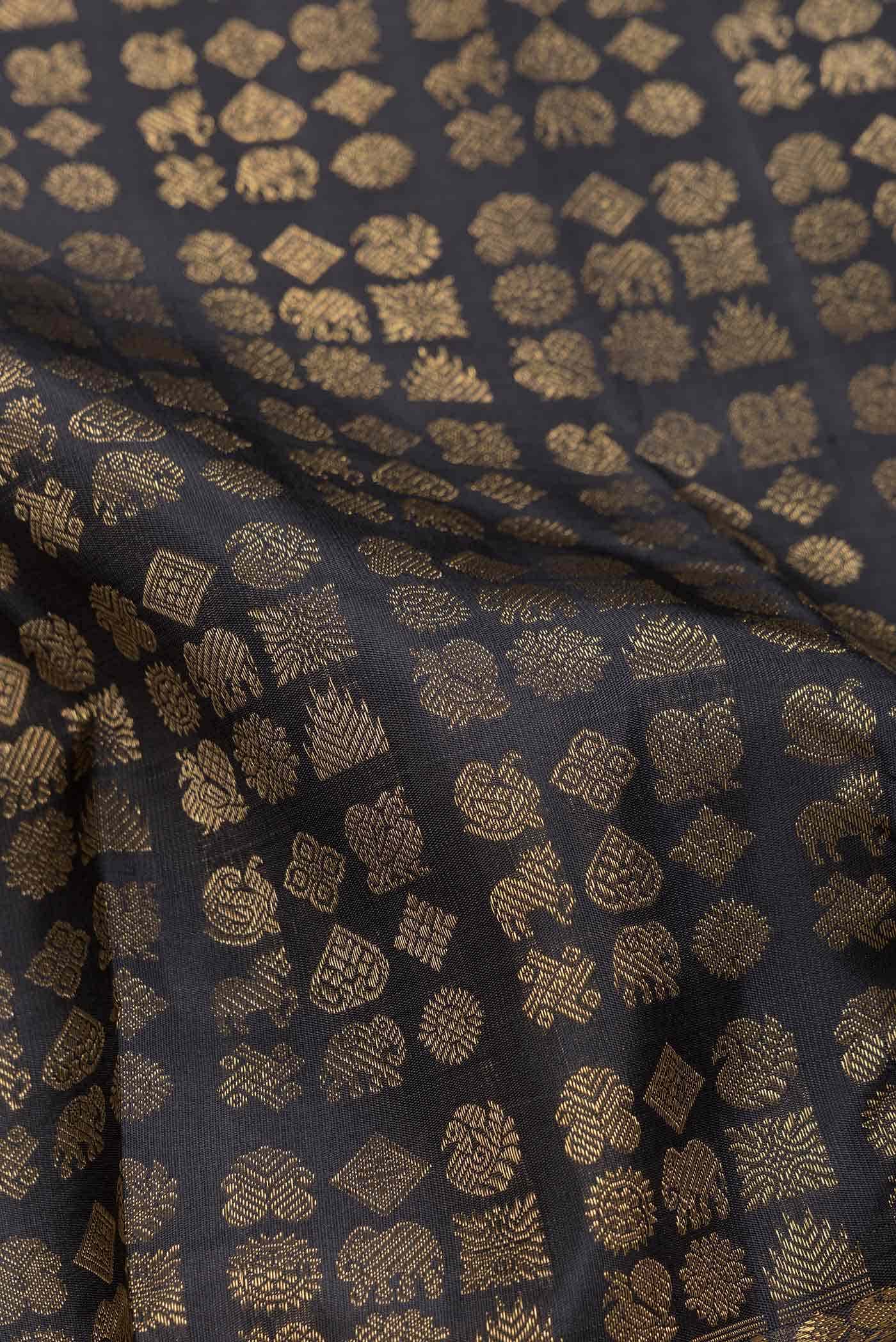 Black Dual Tone Kanchipuram Silk Saree