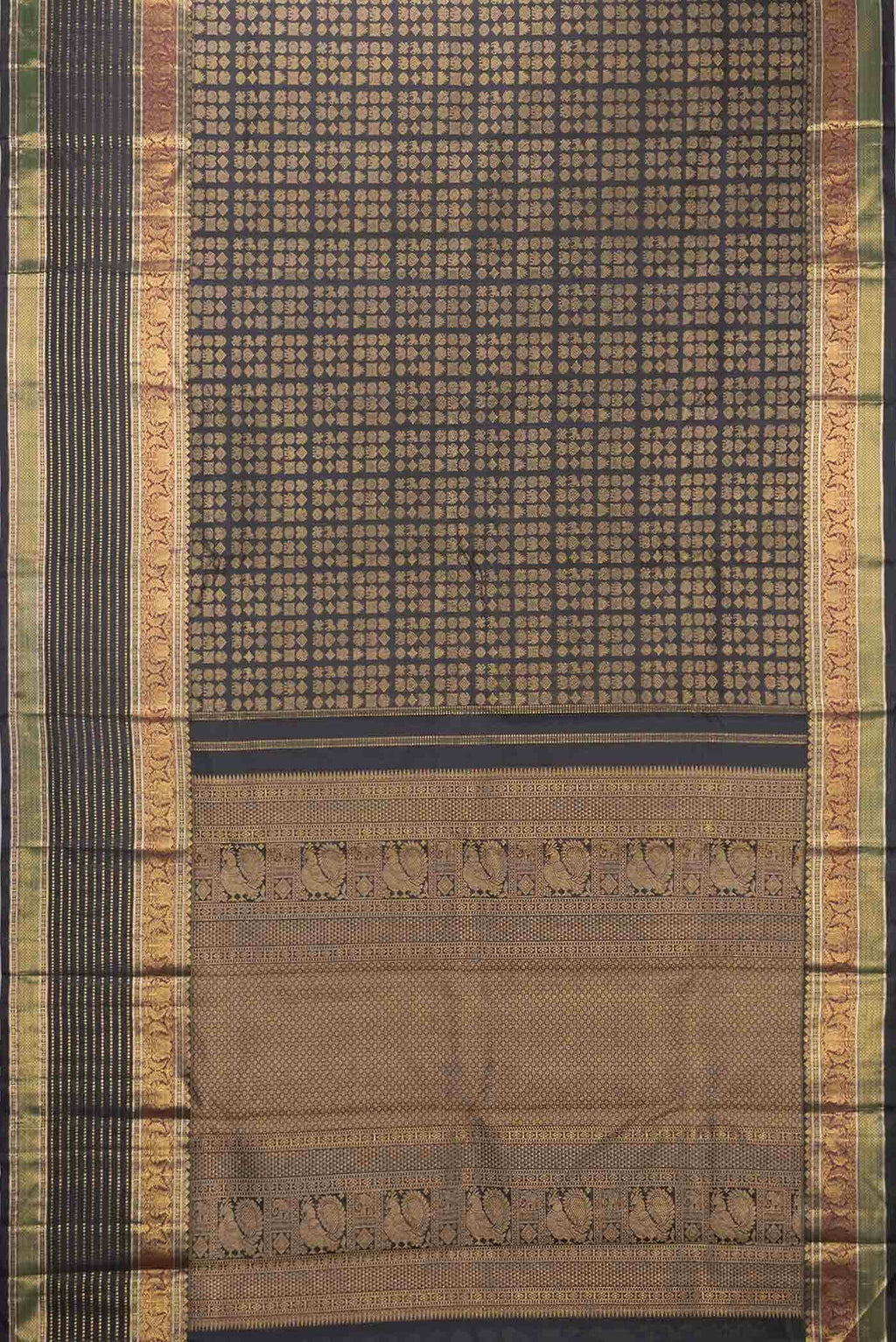 Black Dual Tone Kanchipuram Silk Saree