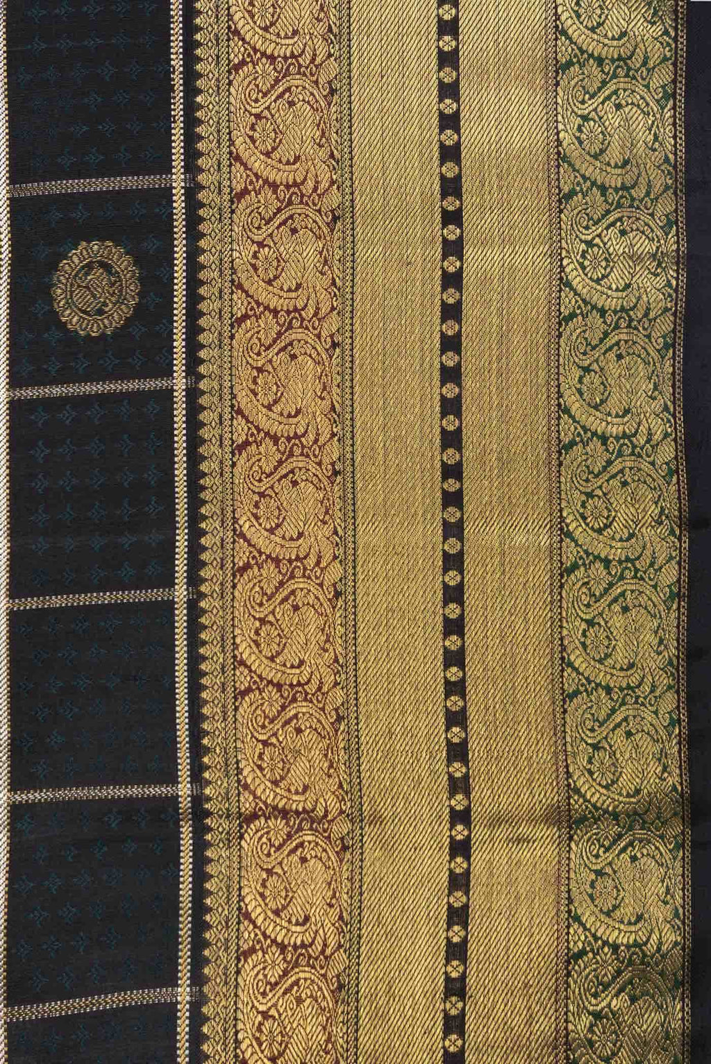 Bottle Green Dual Tone Kanchipuram Silk Saree