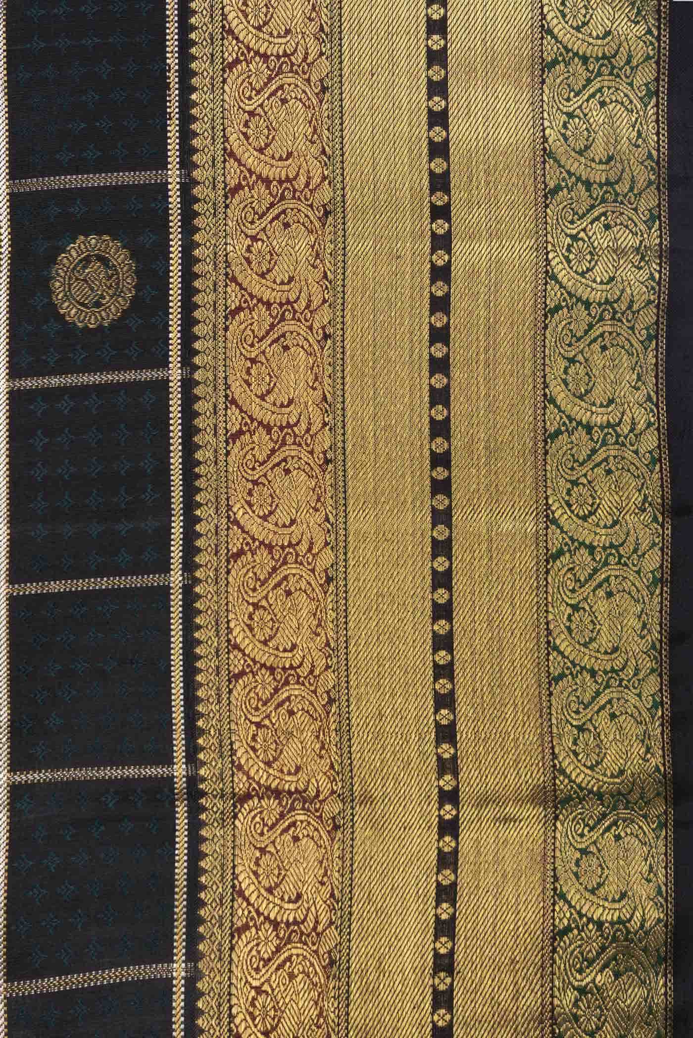 Bottle Green Dual Tone Kanchipuram Silk Saree