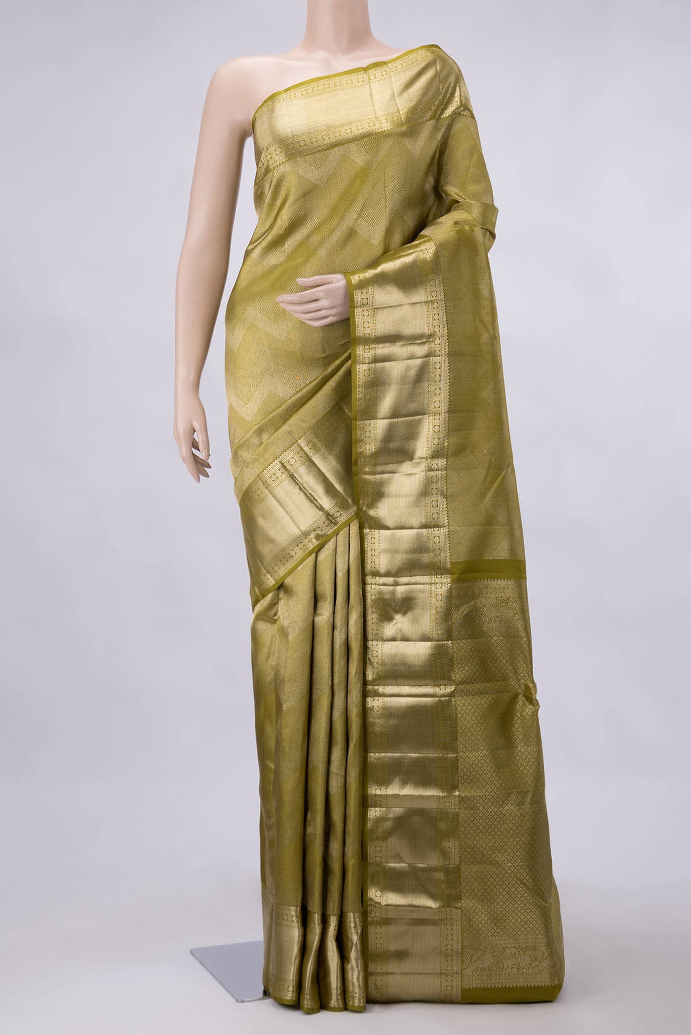 Mehandi Green Dual Tone Kanchipuram Silk Saree