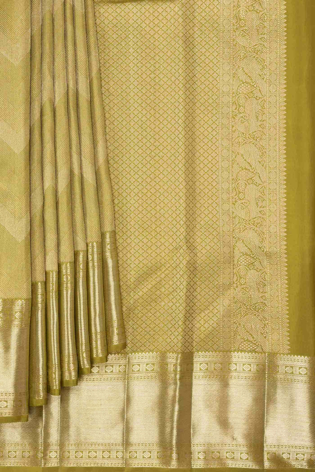 Mehandi Green Dual Tone Kanchipuram Silk Saree