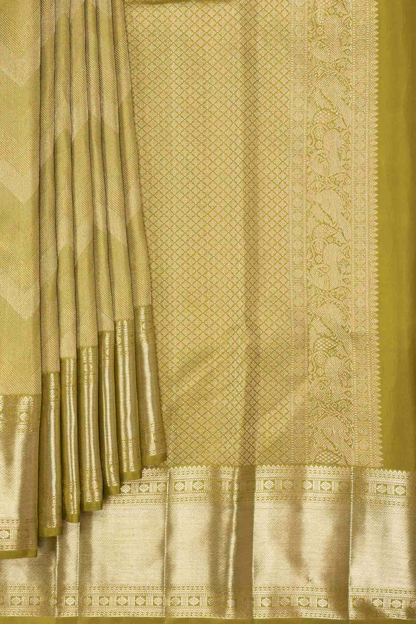 Mehandi Green Dual Tone Kanchipuram Silk Saree