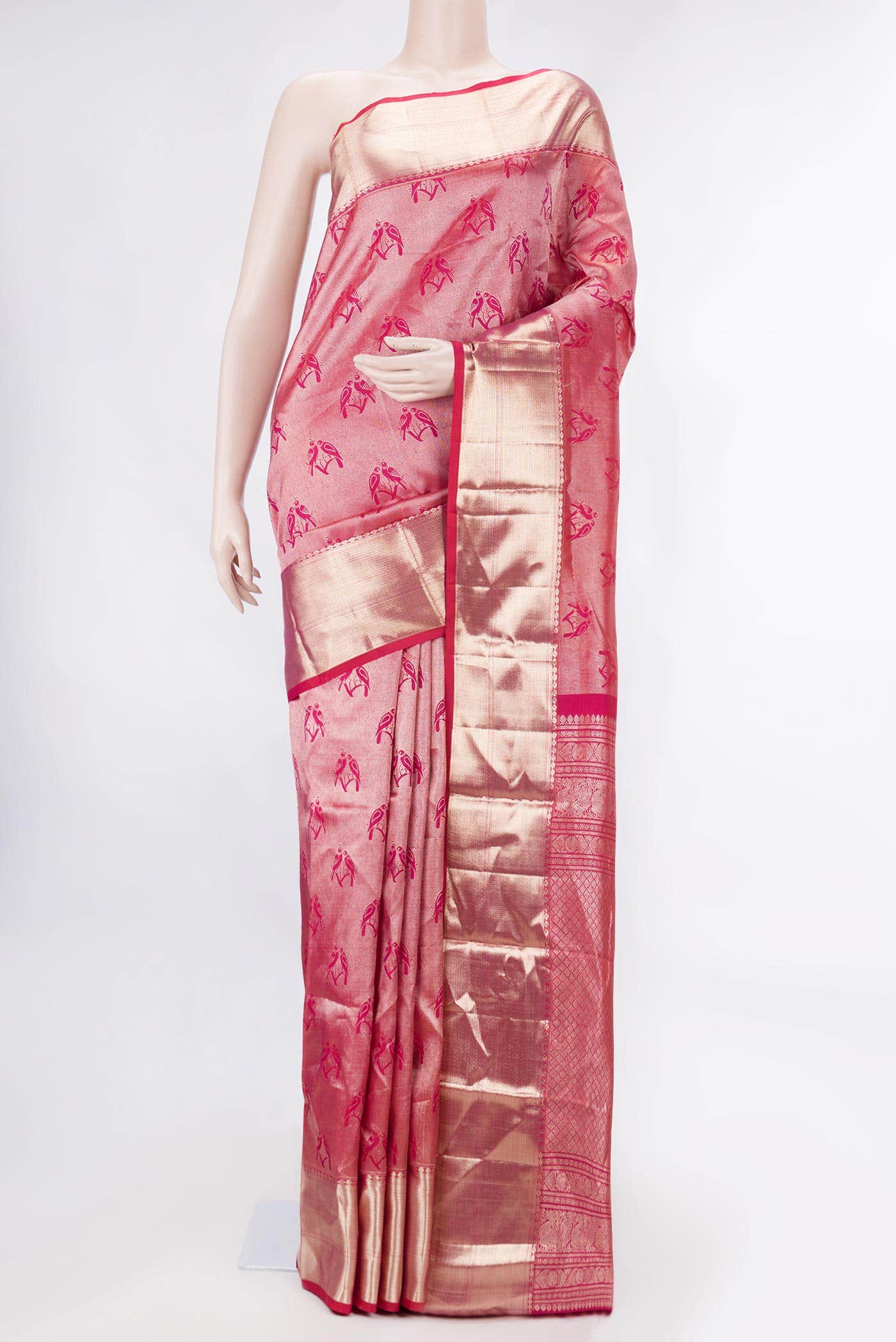 Pink Dual Tone Kanchipuram Silk Saree