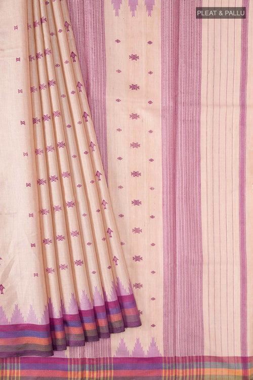 Beige Bhagalpuri Tussar Silk Saree